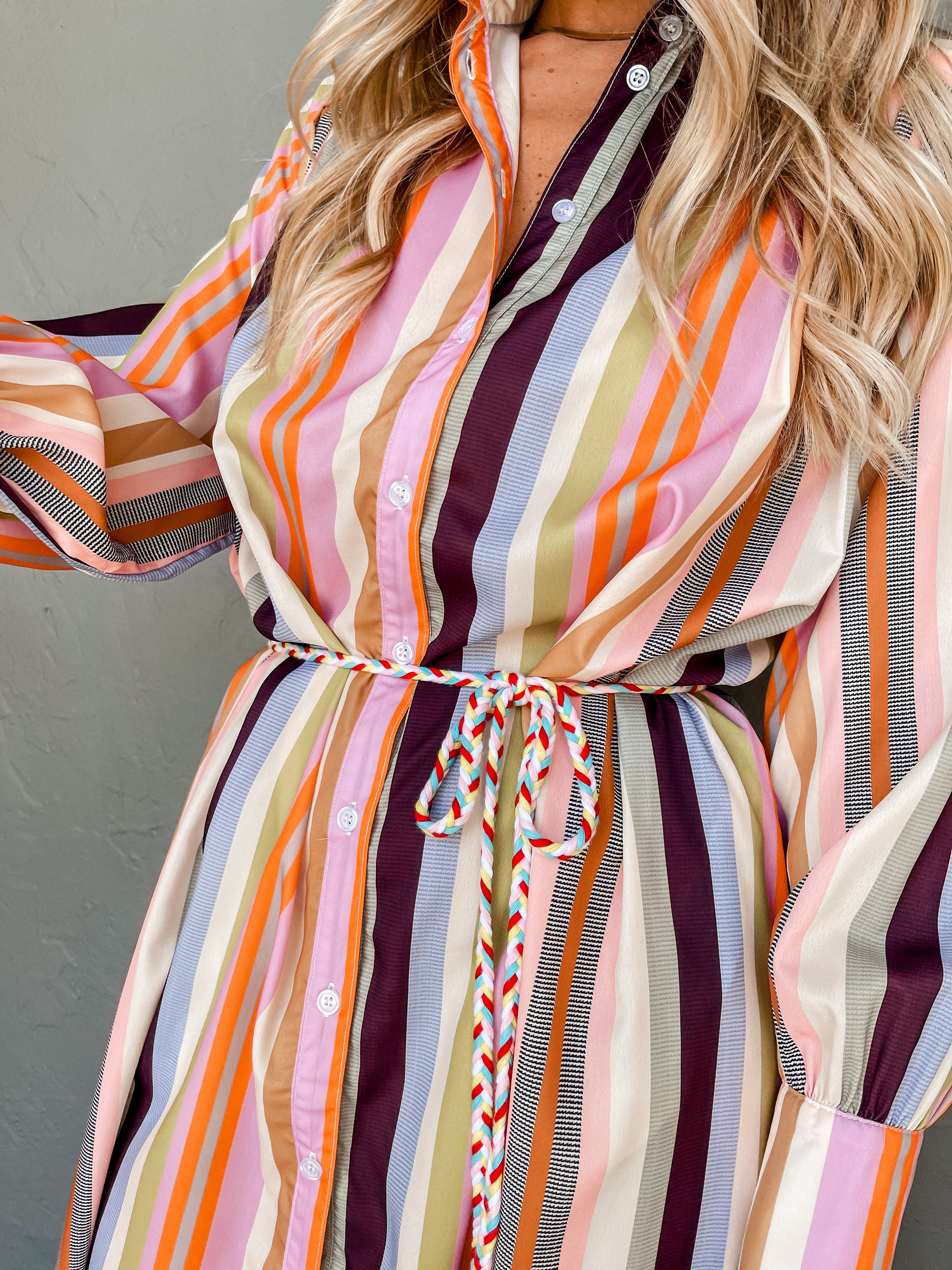 New Chapter Striped Button Front Maxi Dress