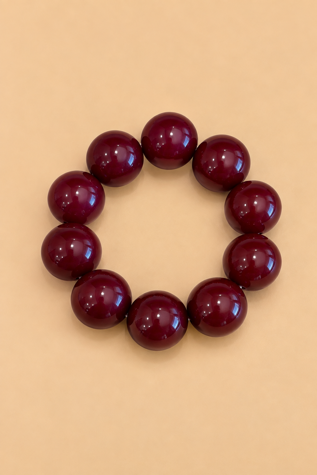 Nicole Chunky Beaded Stretch Bracelet-Burgundy