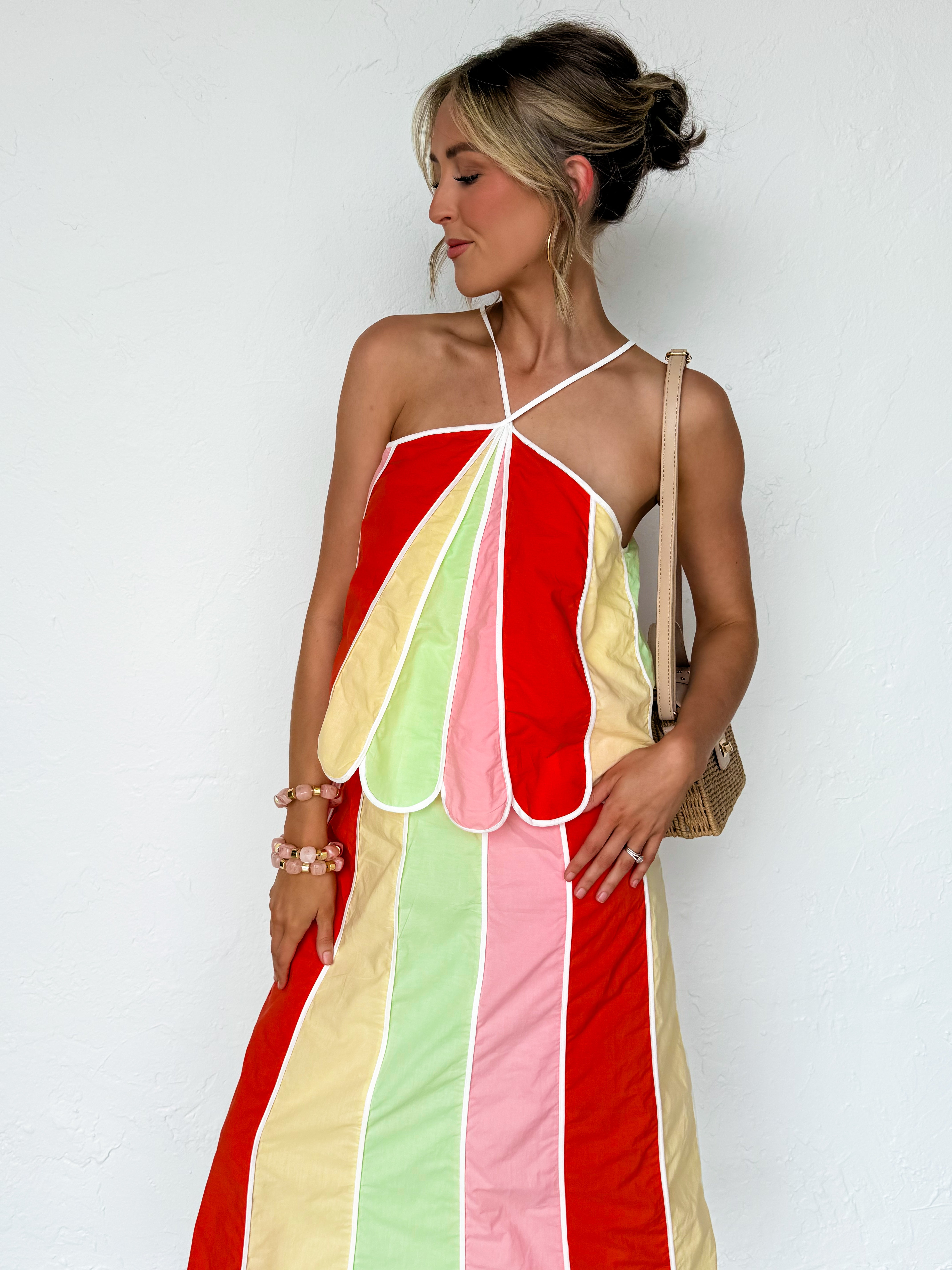 Nisa Panel Halter Maxi Dress
