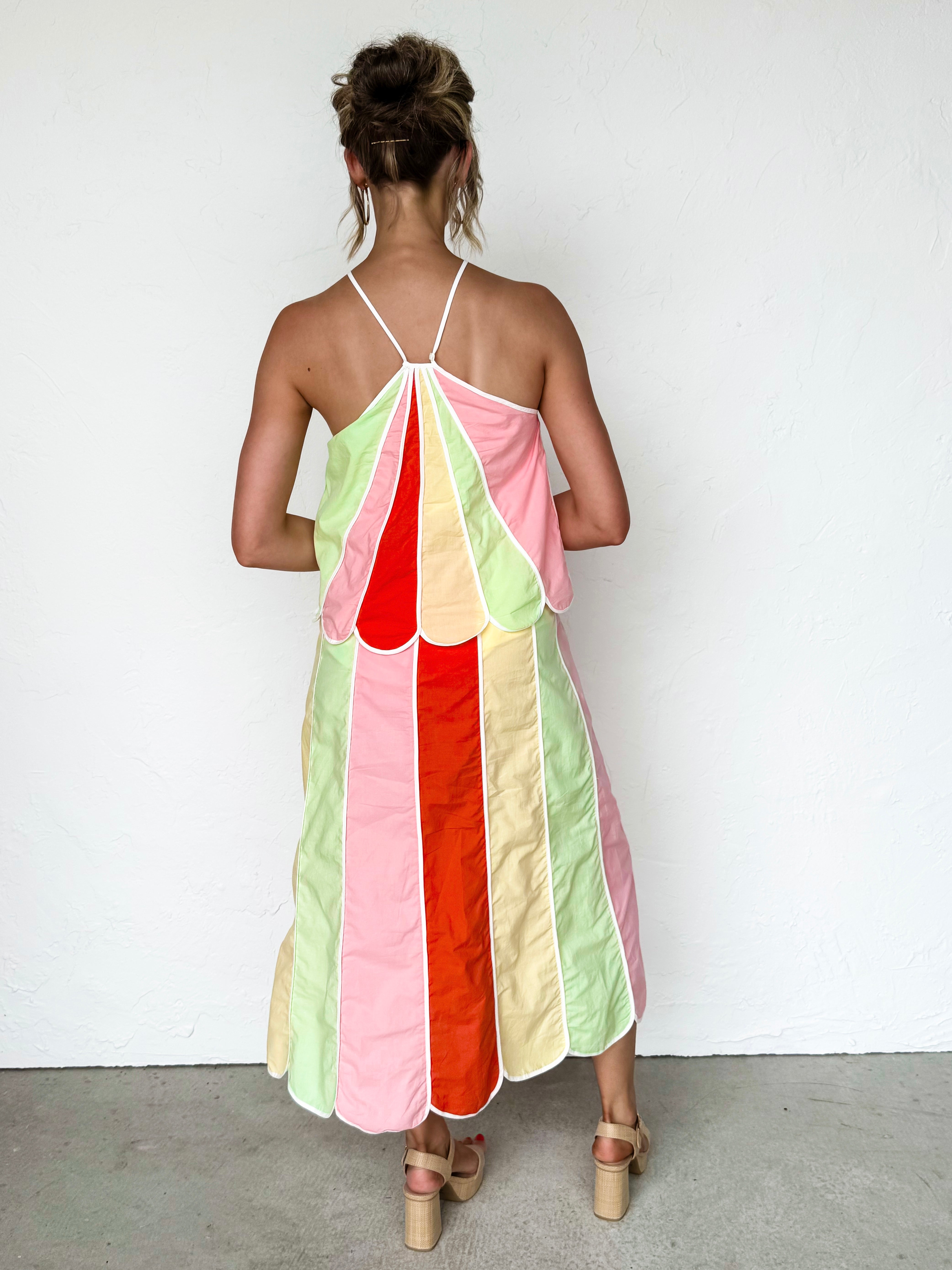 Nisa Panel Halter Maxi Dress