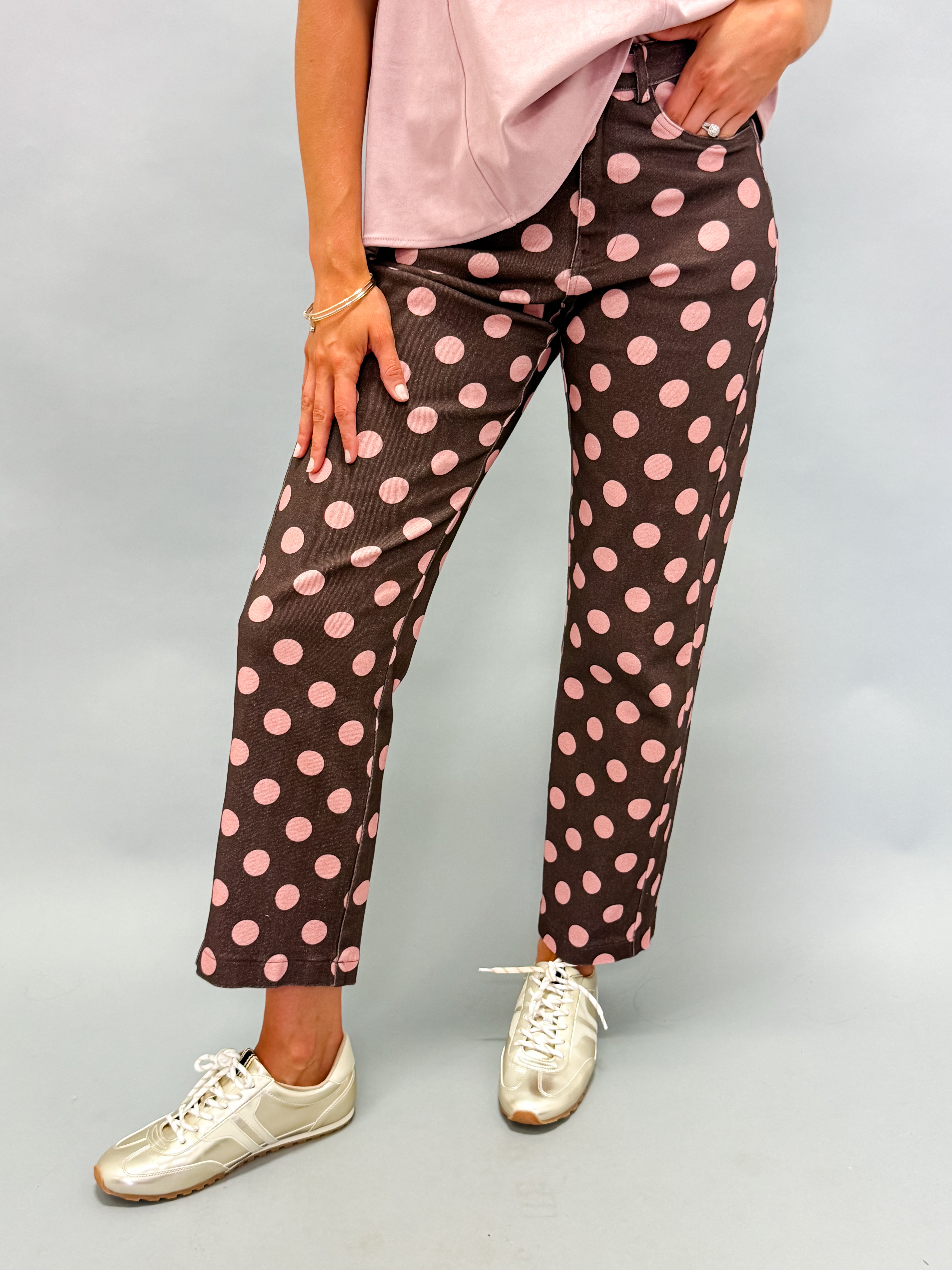 Nixie Polka Dot Wide Leg Jeans