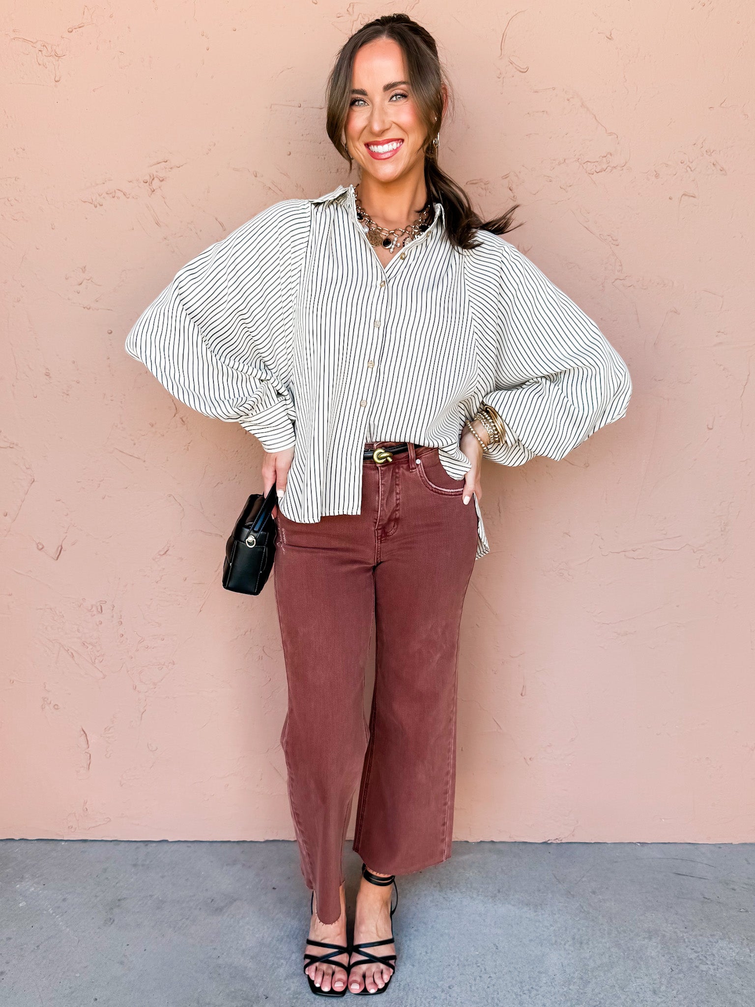 No Matter The Day Striped Button Front Top