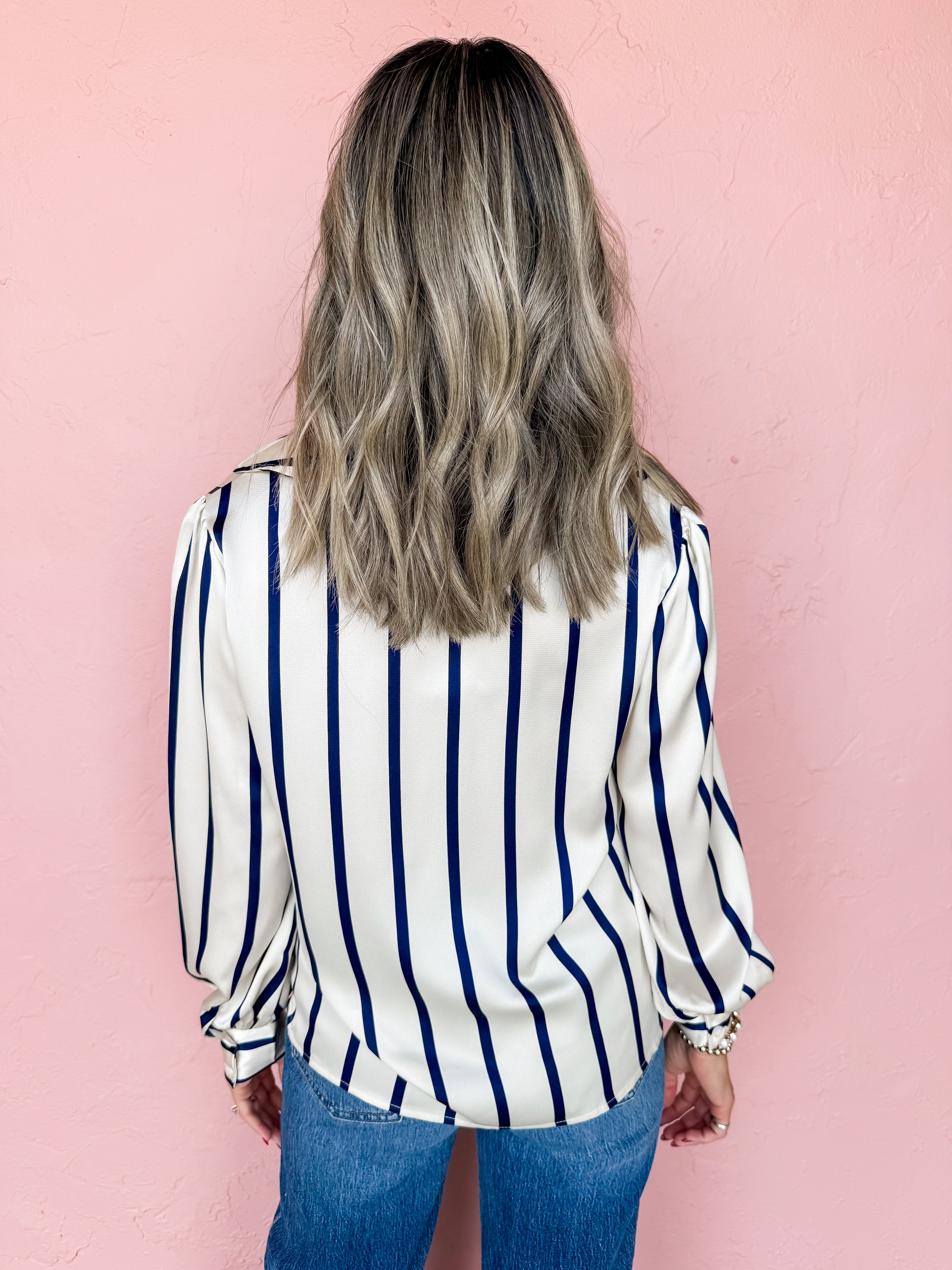 No Matter What Striped Surplice Top