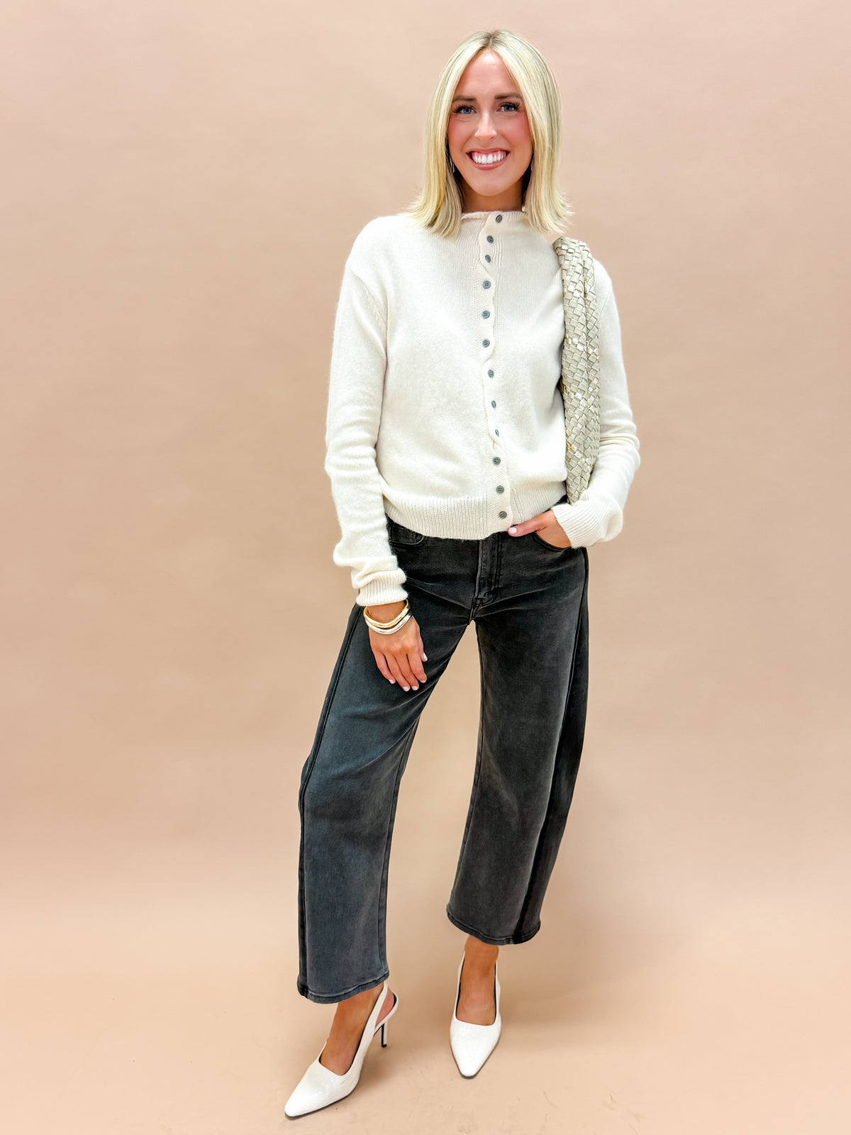 Nola High Neck Button Up Cardigan