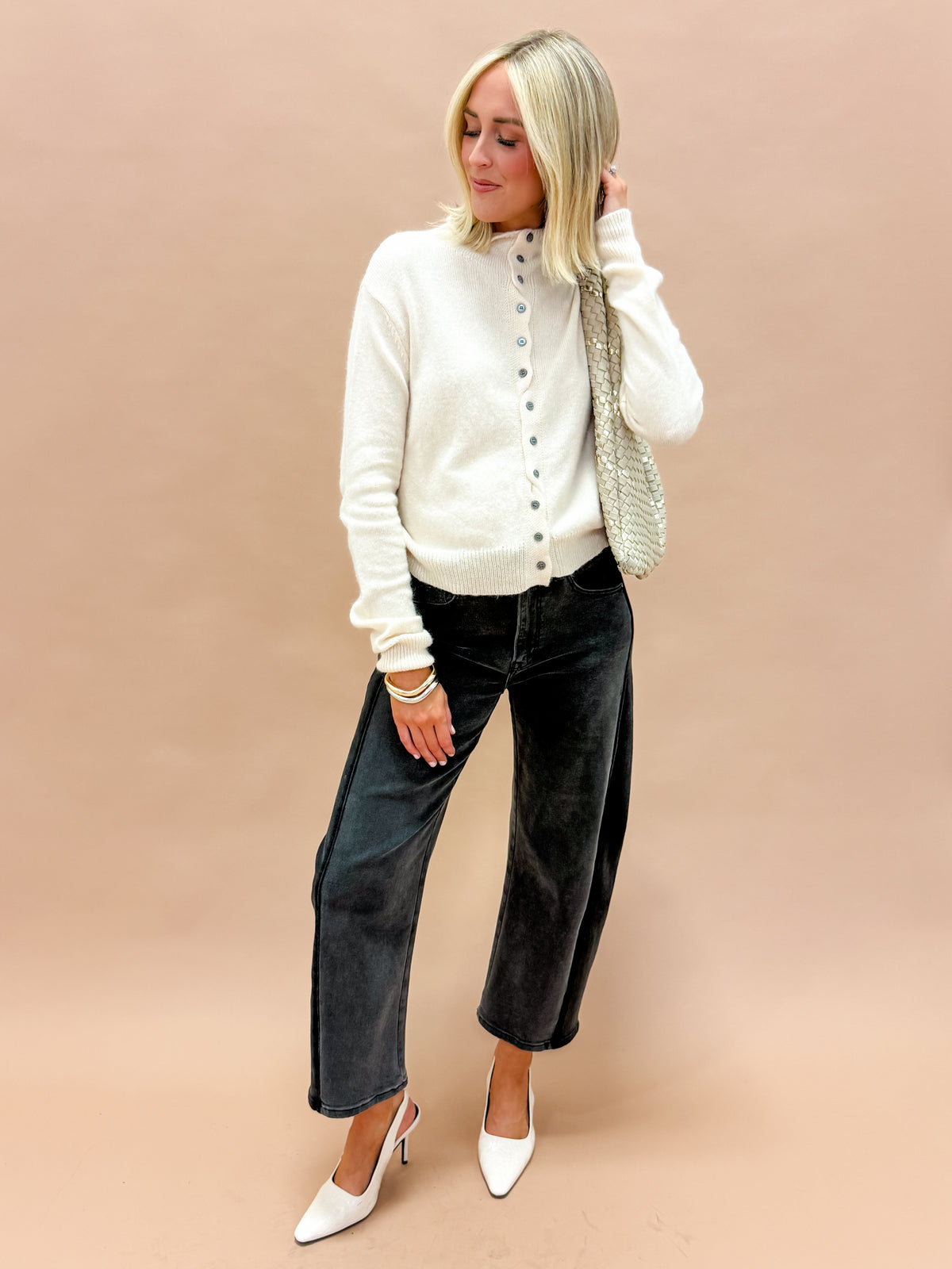 Nola High Neck Button Up Cardigan
