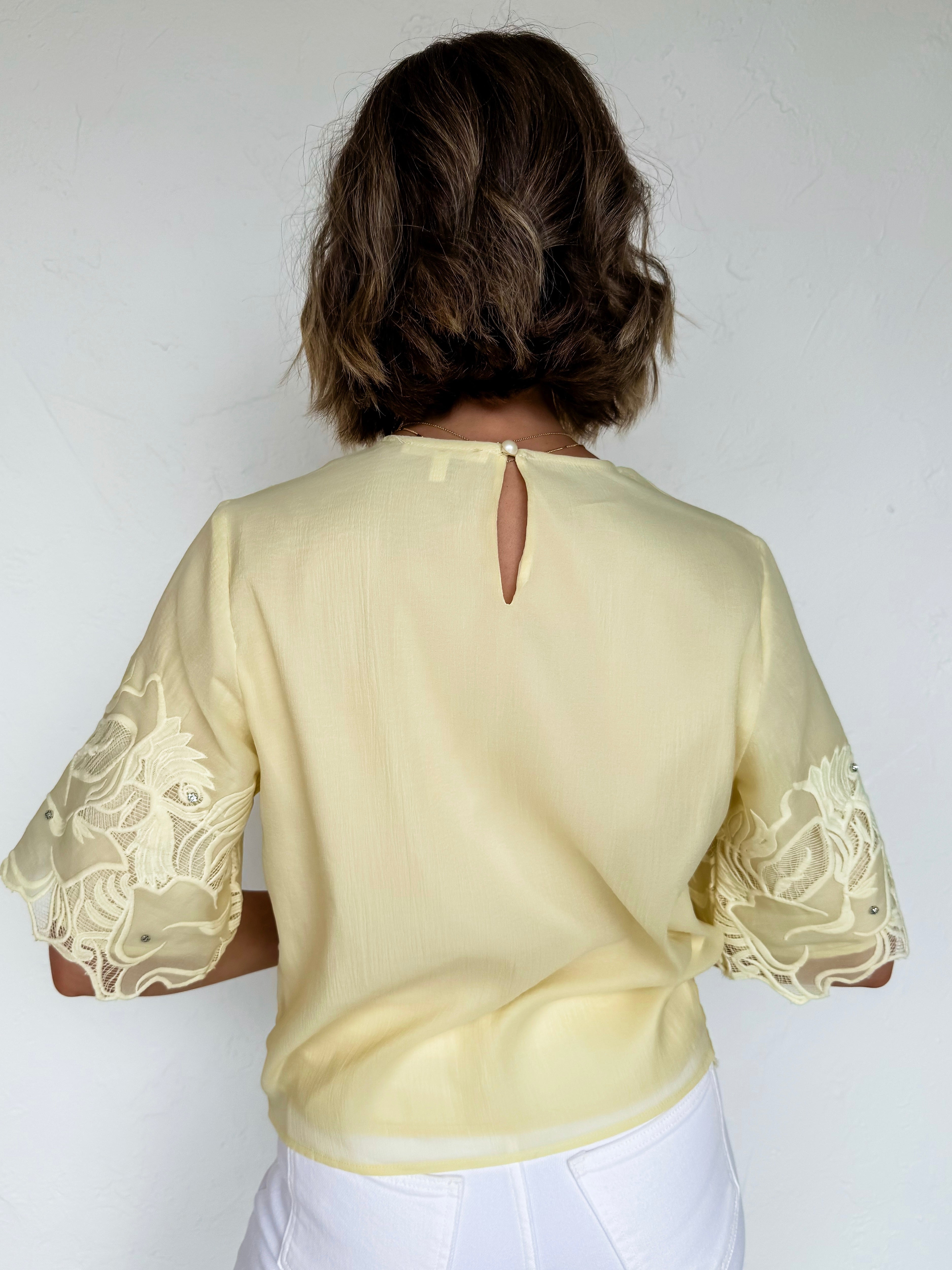 Norah Lace Embroidery Crewneck Top
