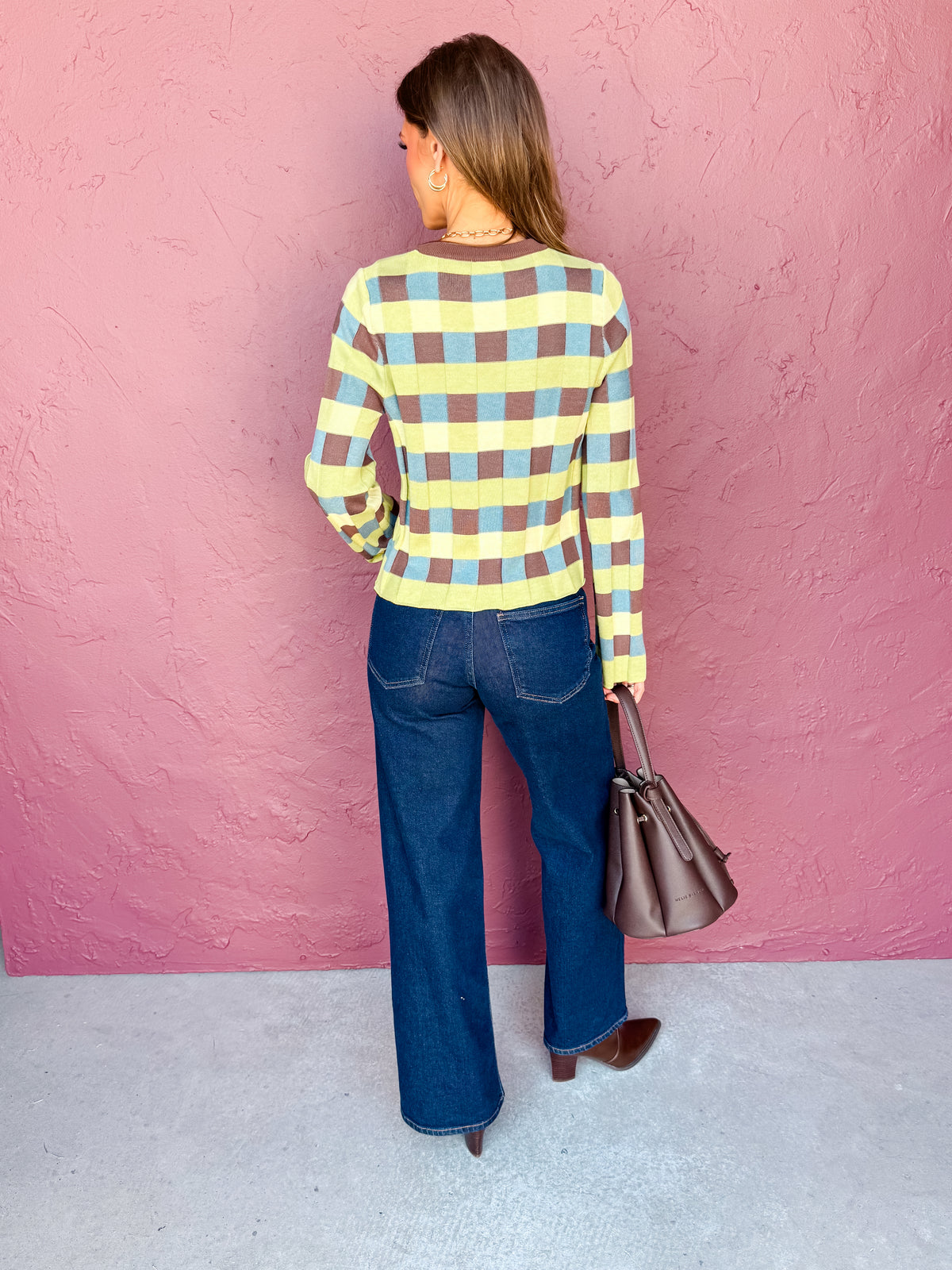 Norris Checkered Sweater-Brown
