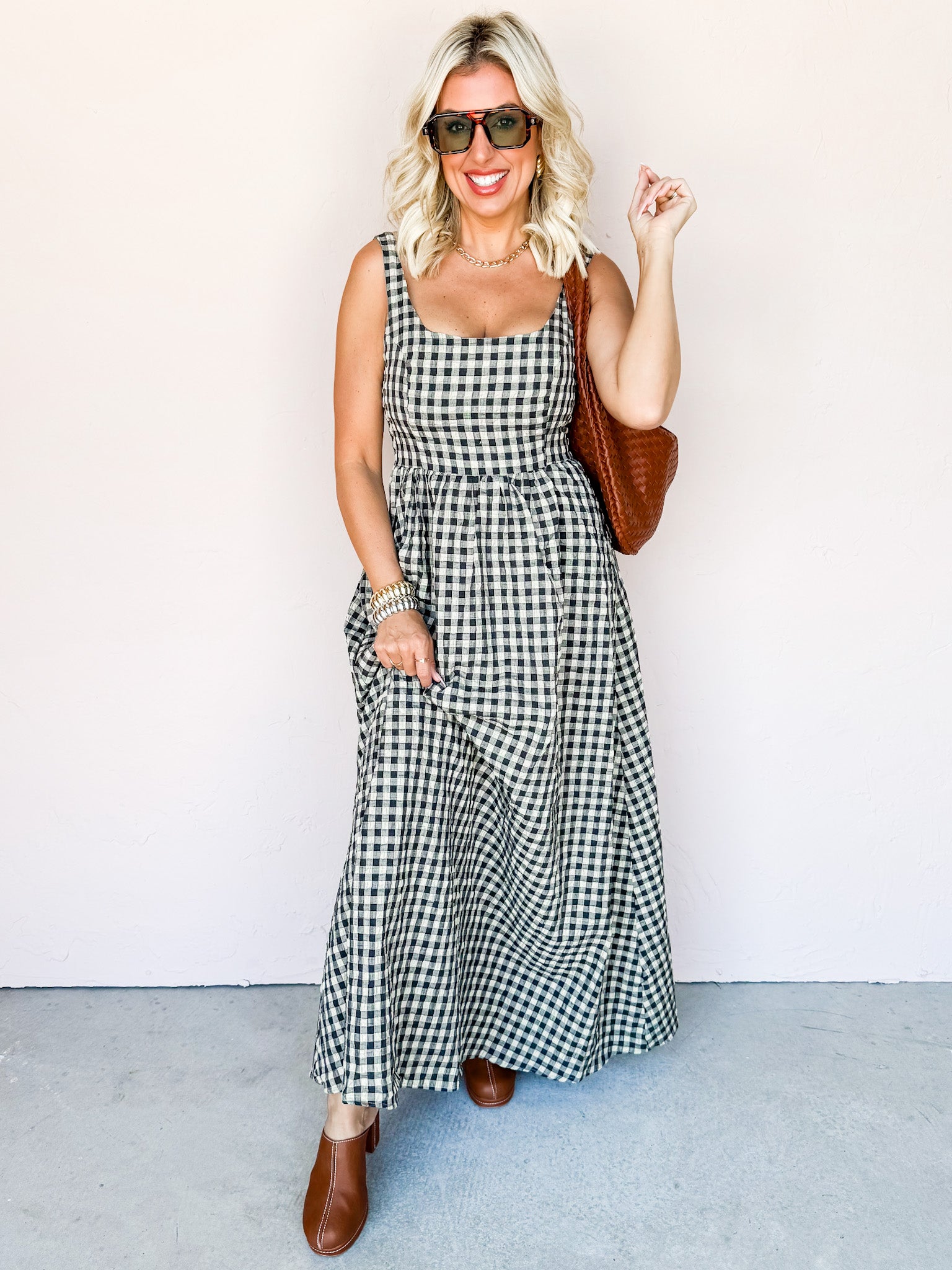 Nothing To It Gingham Sleeveless Maxi Dress