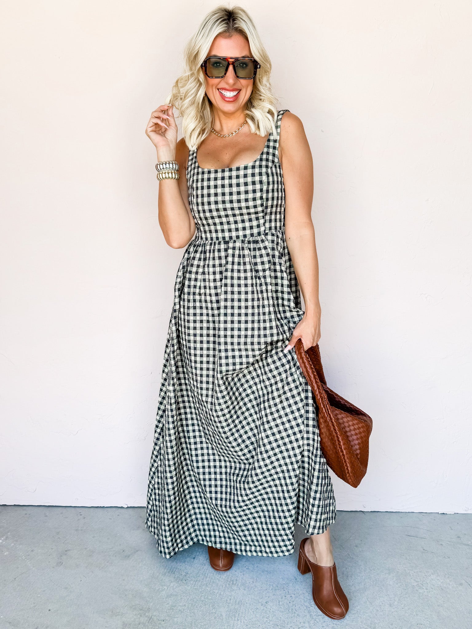Nothing To It Gingham Sleeveless Maxi Dress