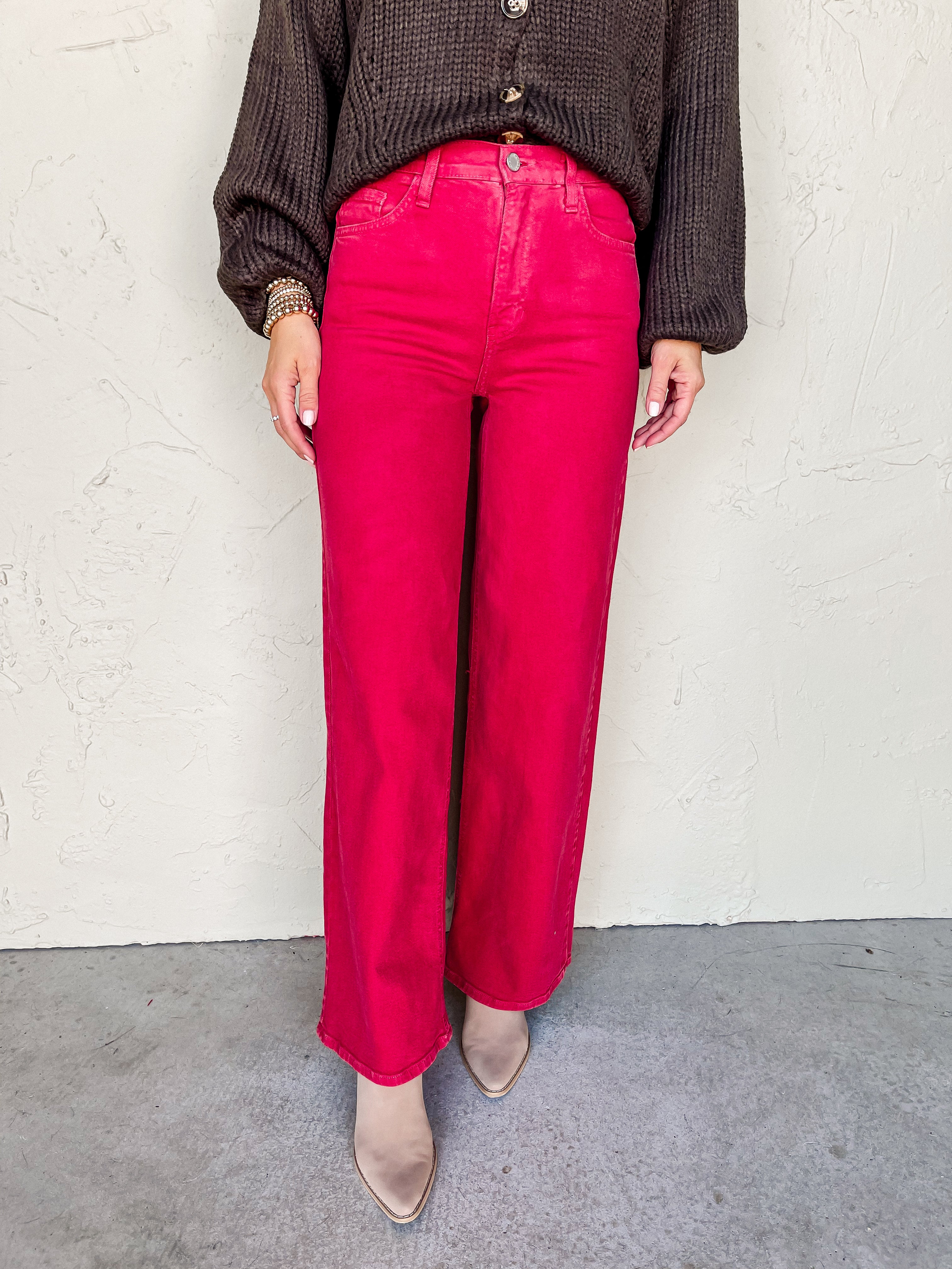 Odessa Relaxed Wide Leg Jeans-Vintage Red