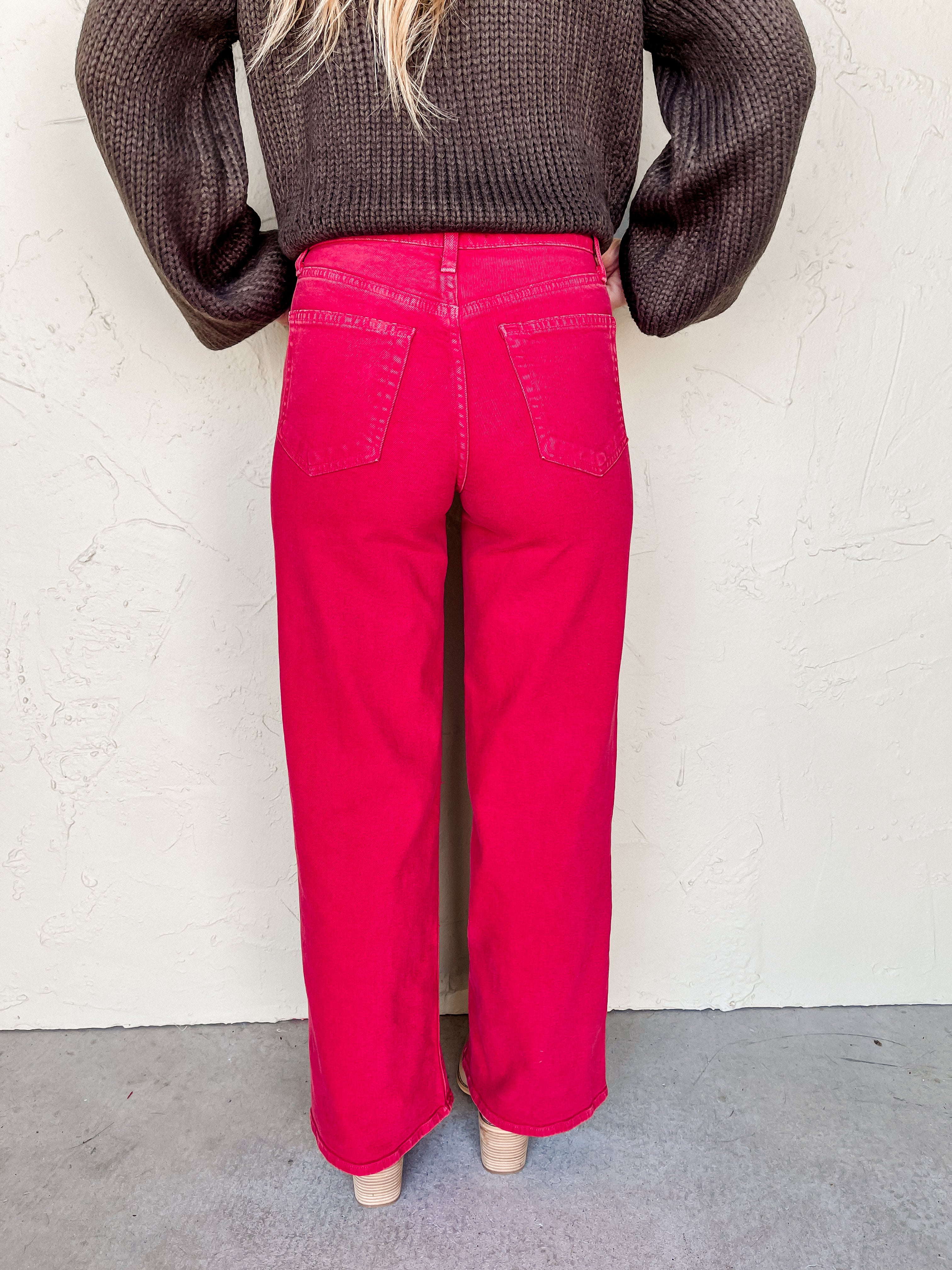 Odessa Relaxed Wide Leg Jeans-Vintage Red