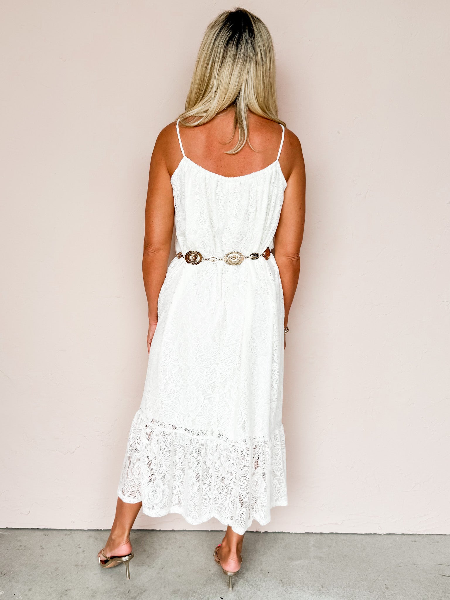 On A Whim Lace Sleeveless Dress-Ivory