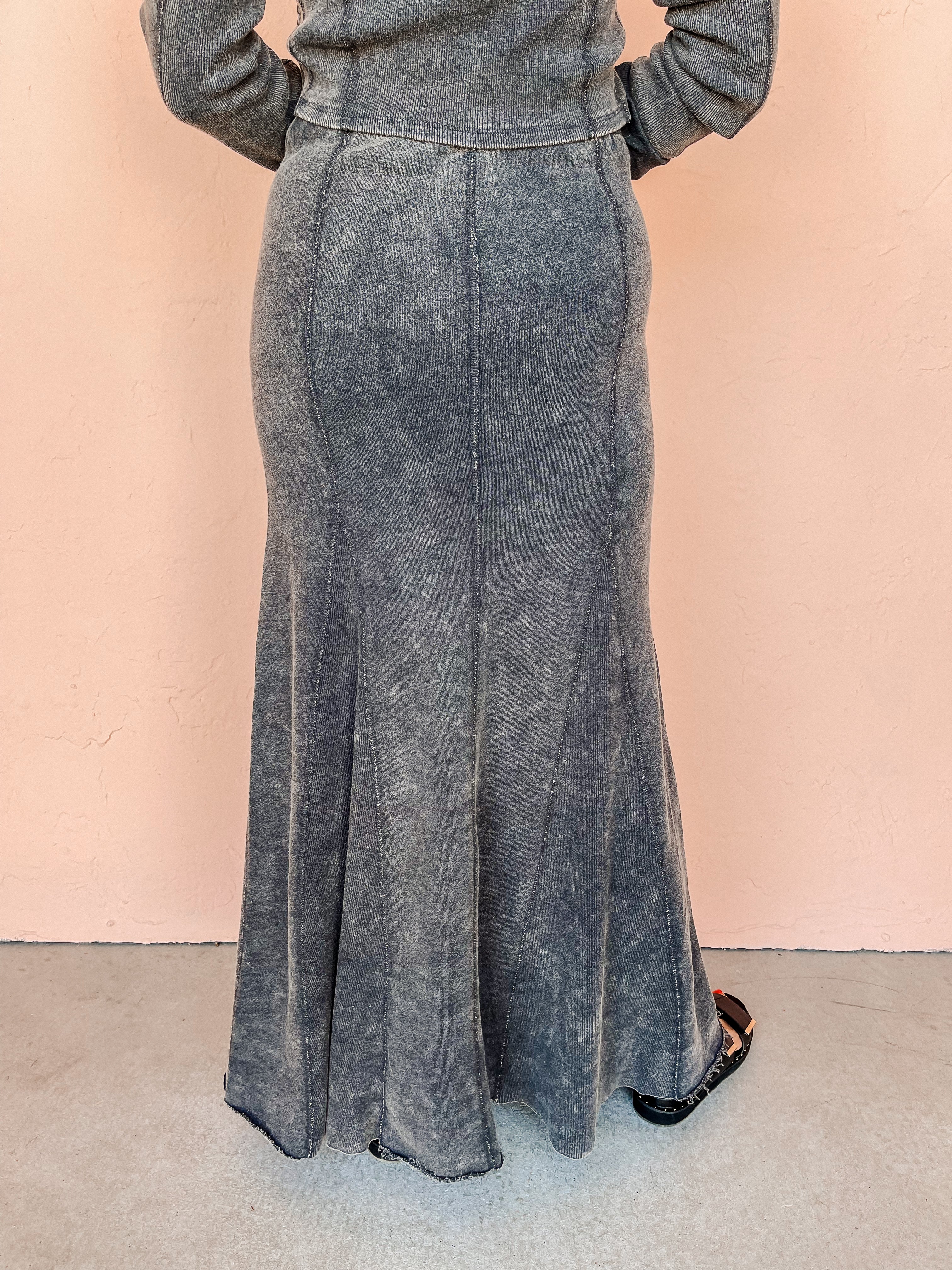 On Your Radar Mineral Washed Maxi Skirt