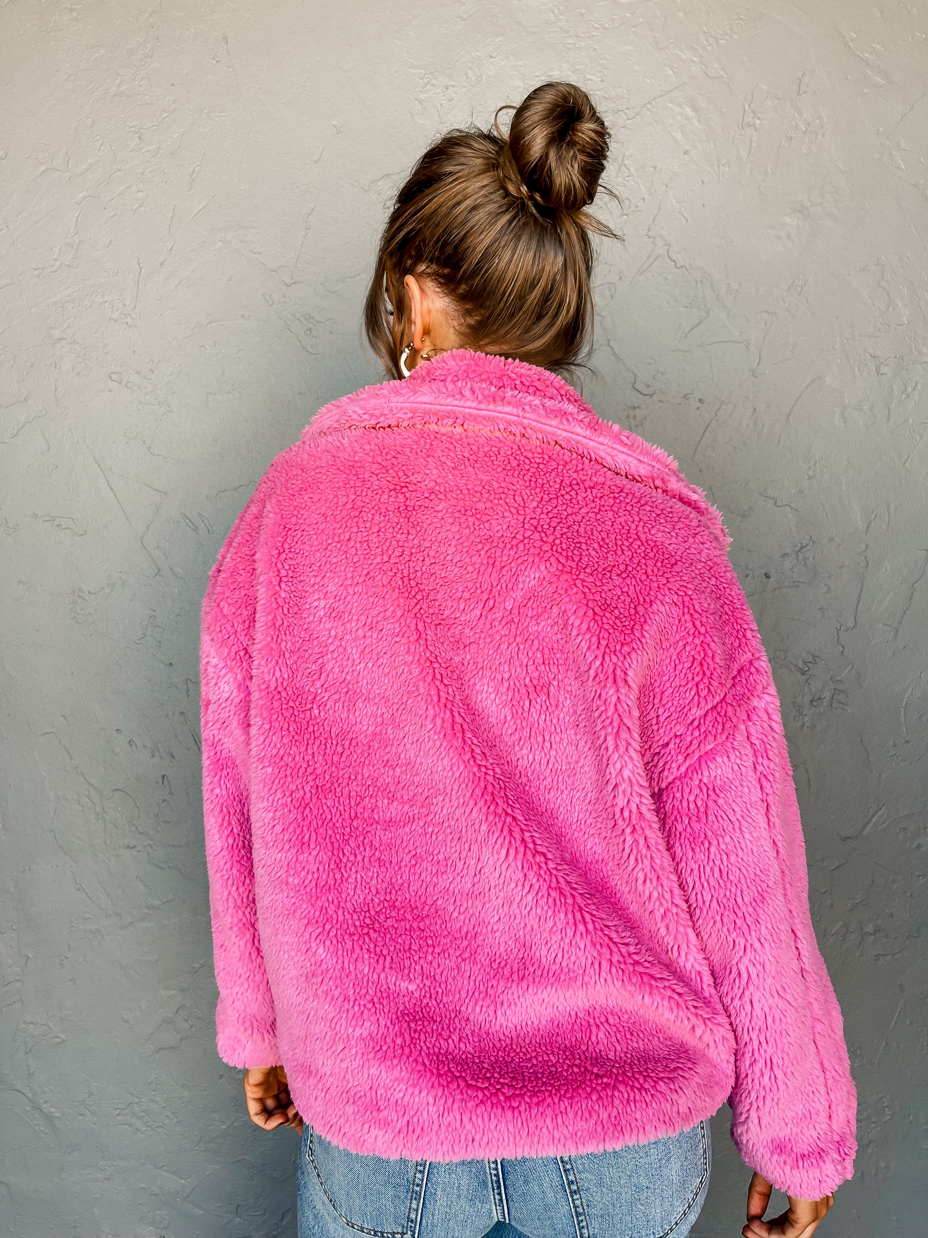 One And Only Faux Fur Jacket-Pink