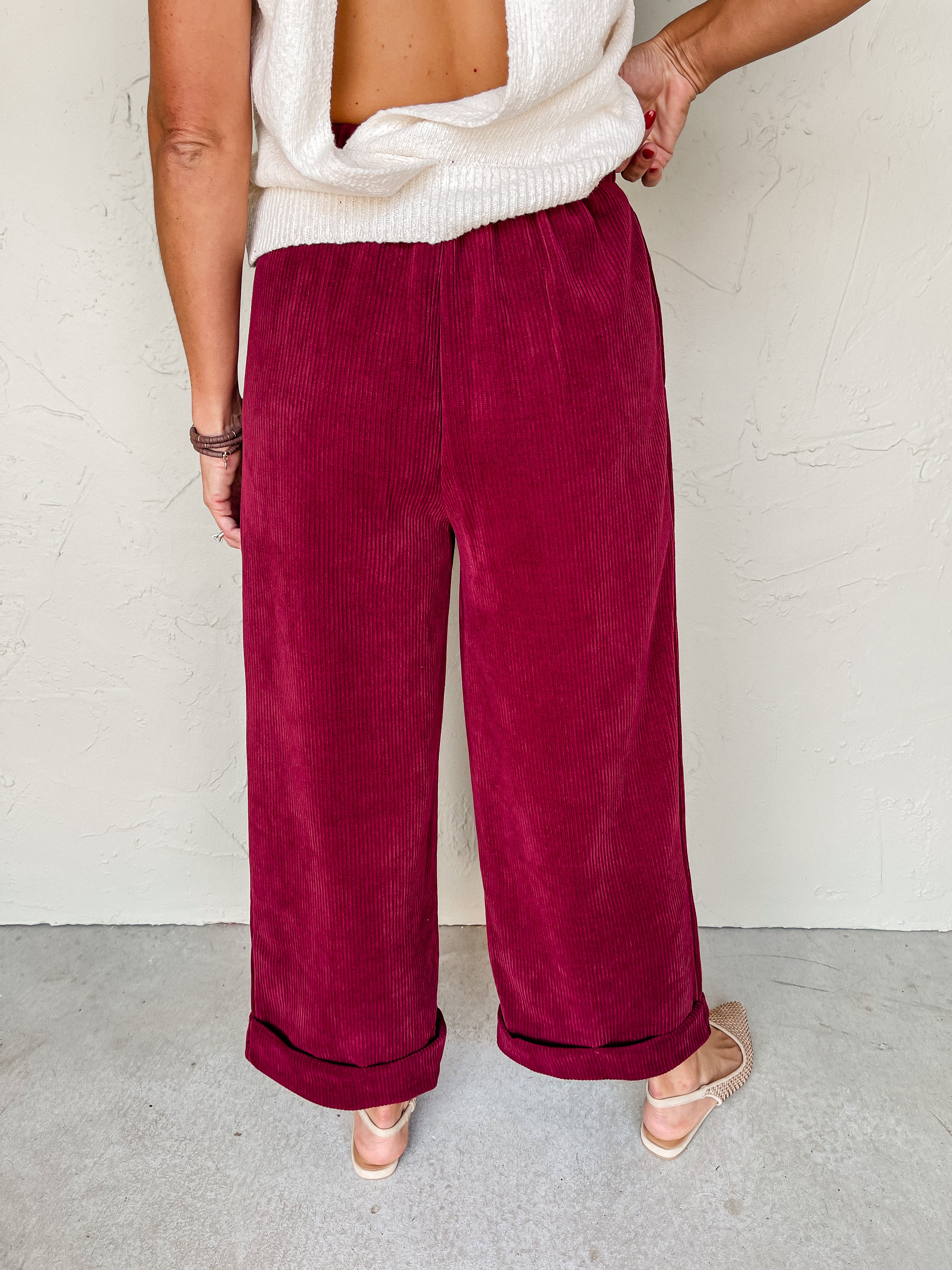 Onto The Next Corduroy Pants-Burgundy