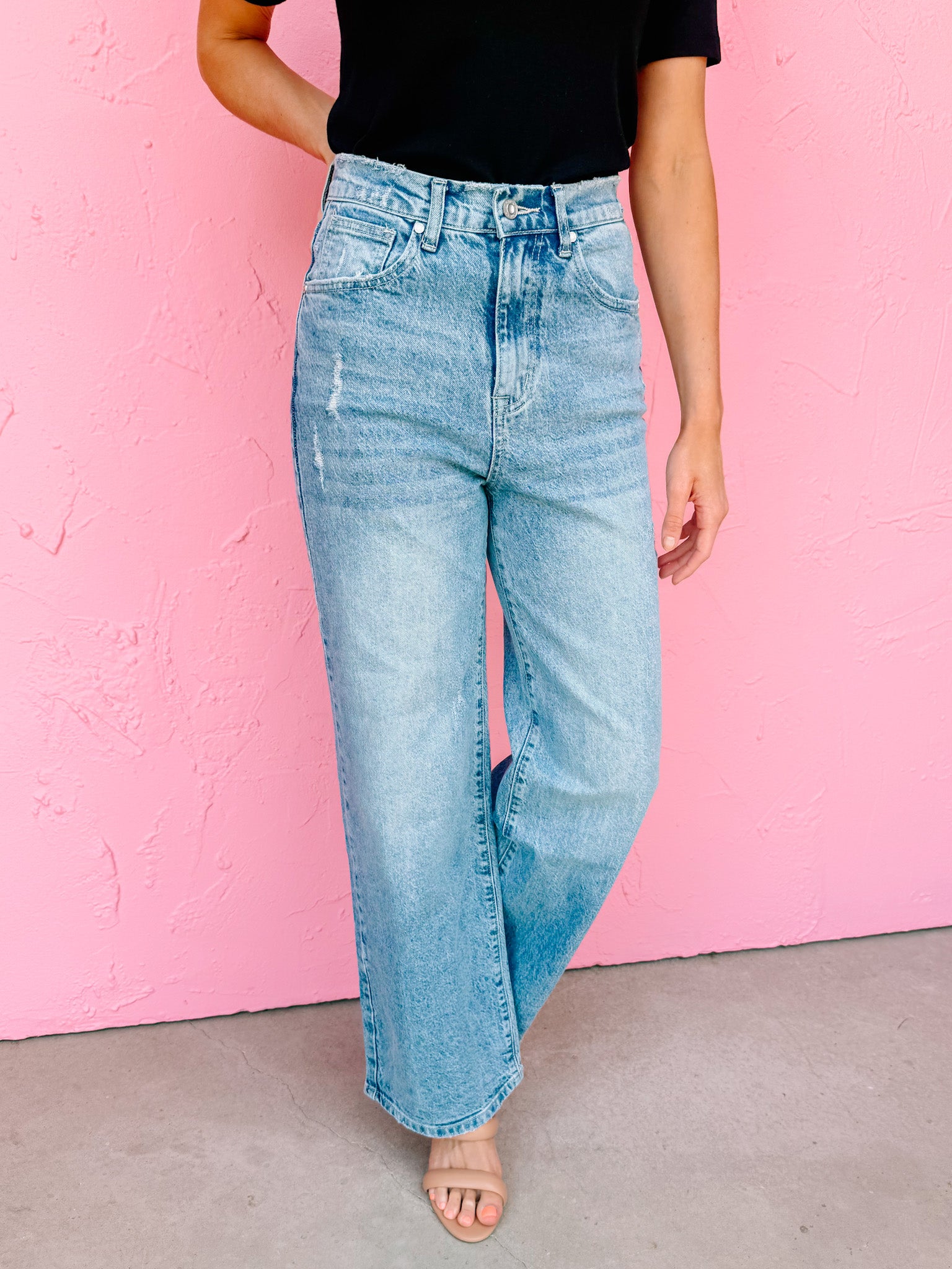 Orlando Wide Leg Jeans-Light Blue