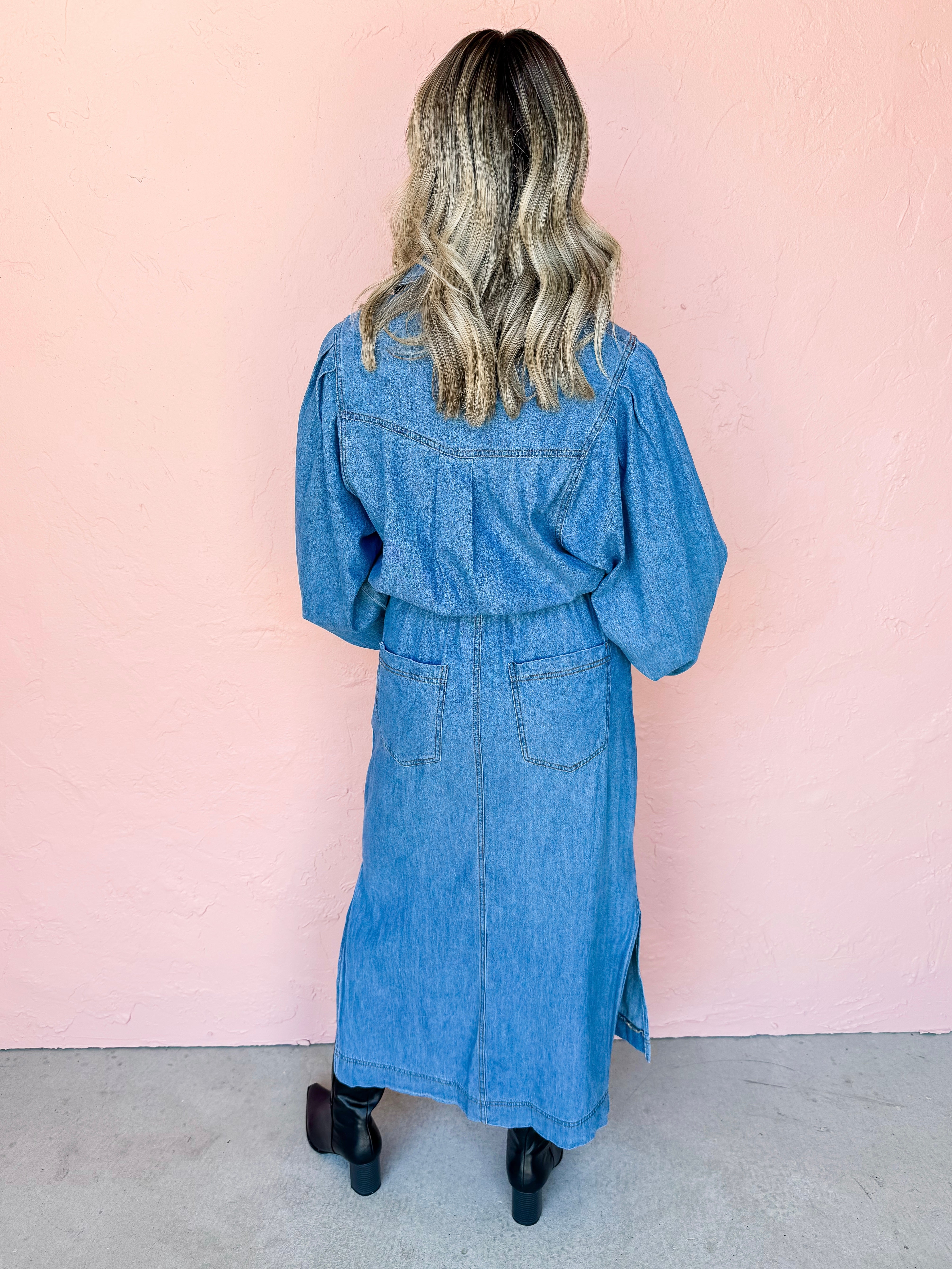 Our Journey Together Denim Midi Dress