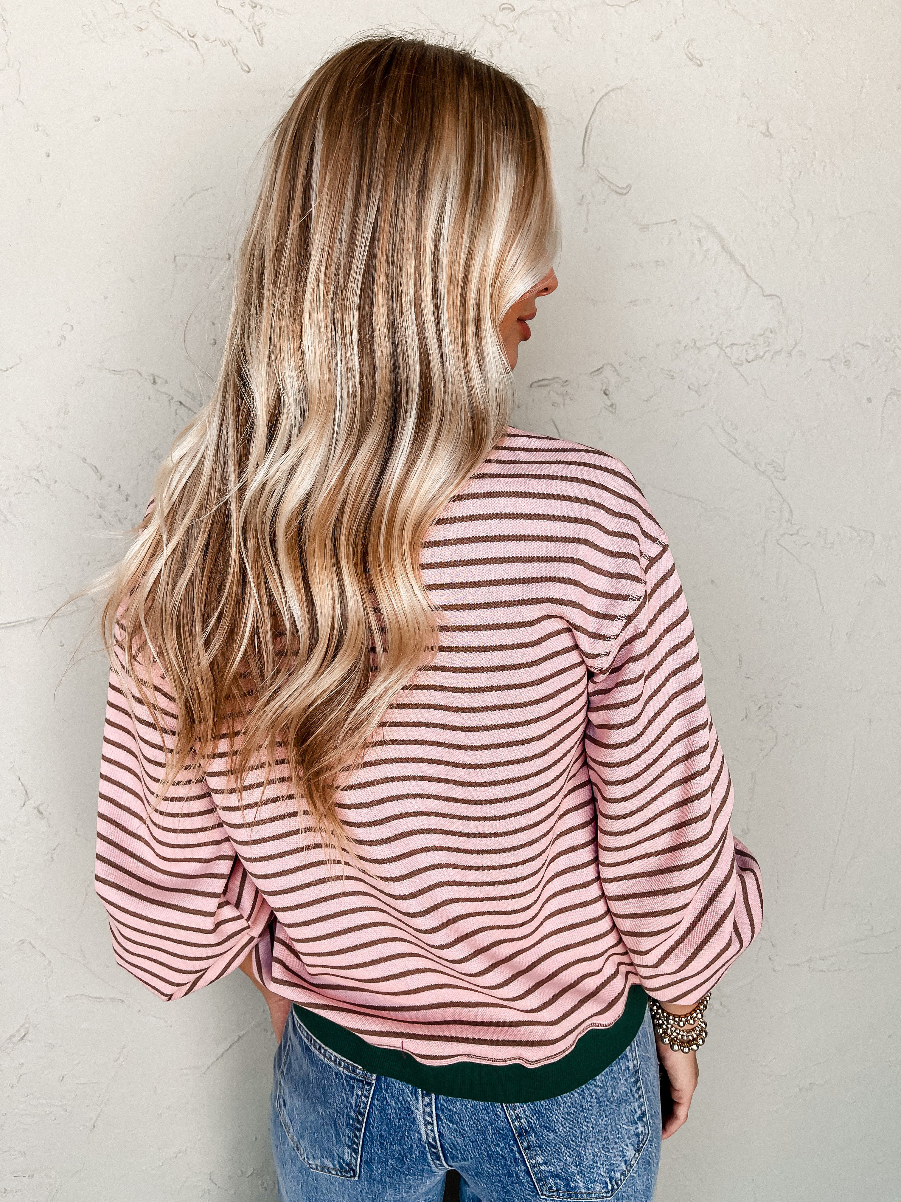 Out And About Striped Top-Blush