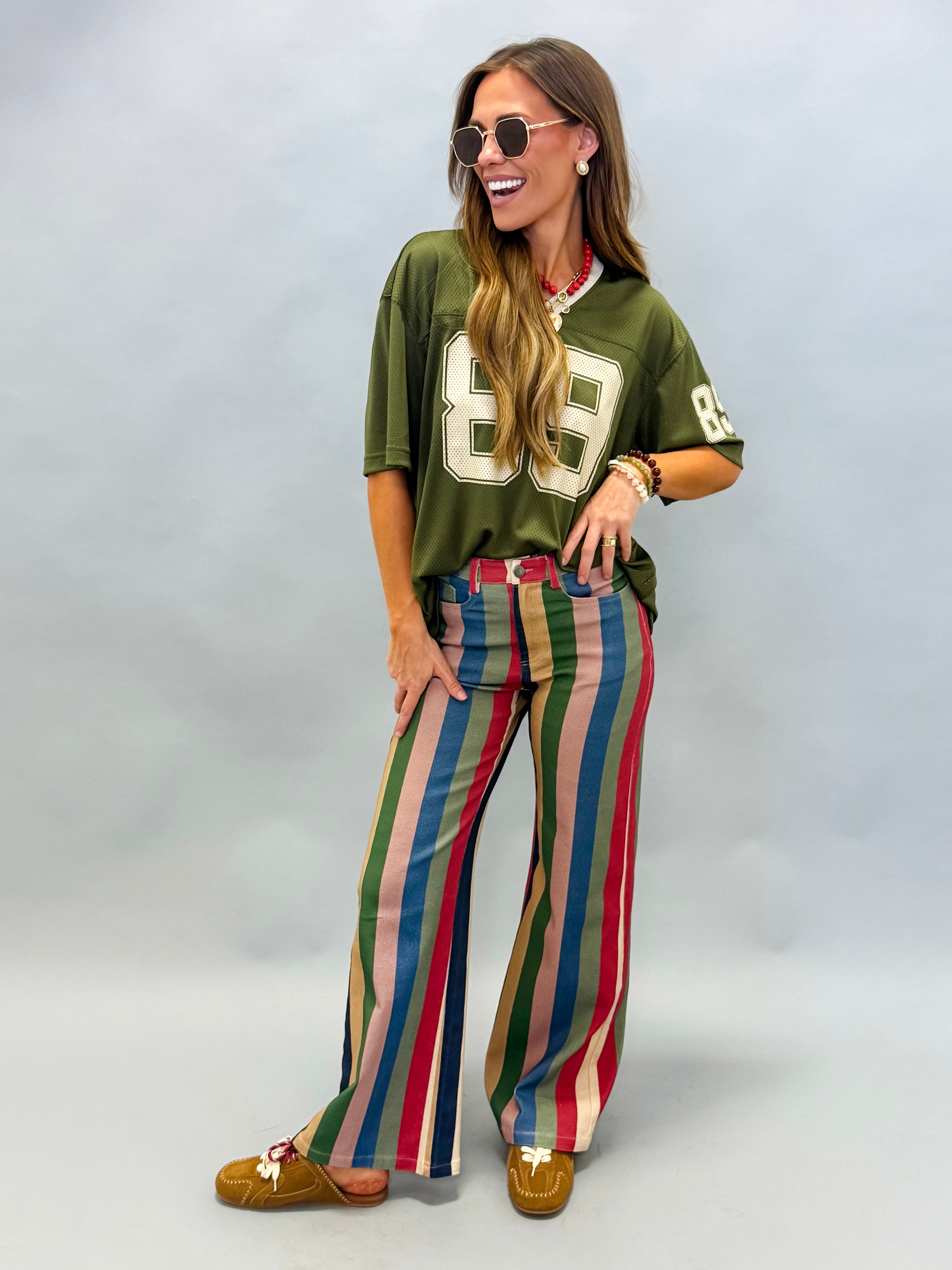 Oversized 89 Graphic Jersey Tee-Olive