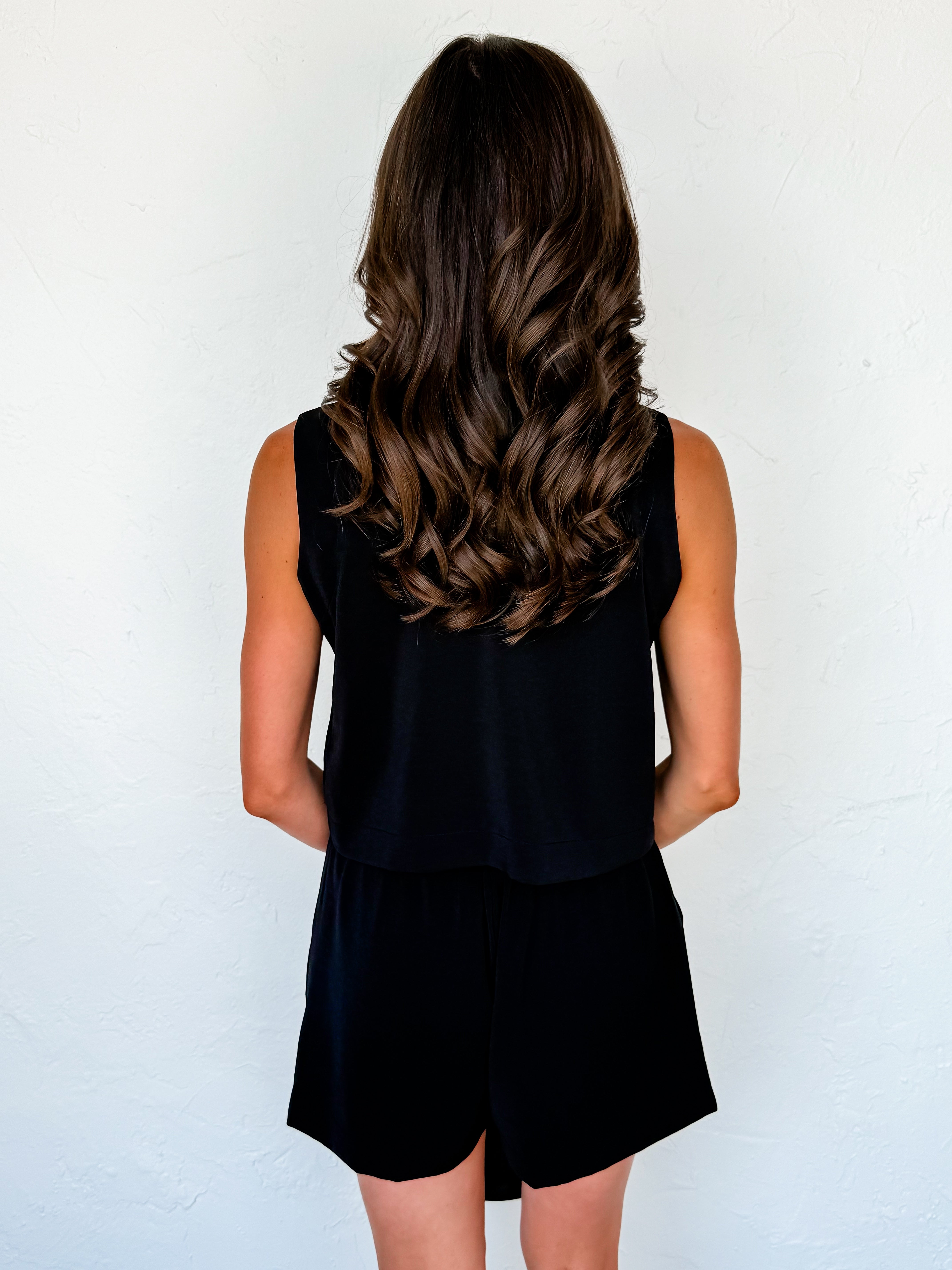 Paige Sleeveless Top And Short Set-Black