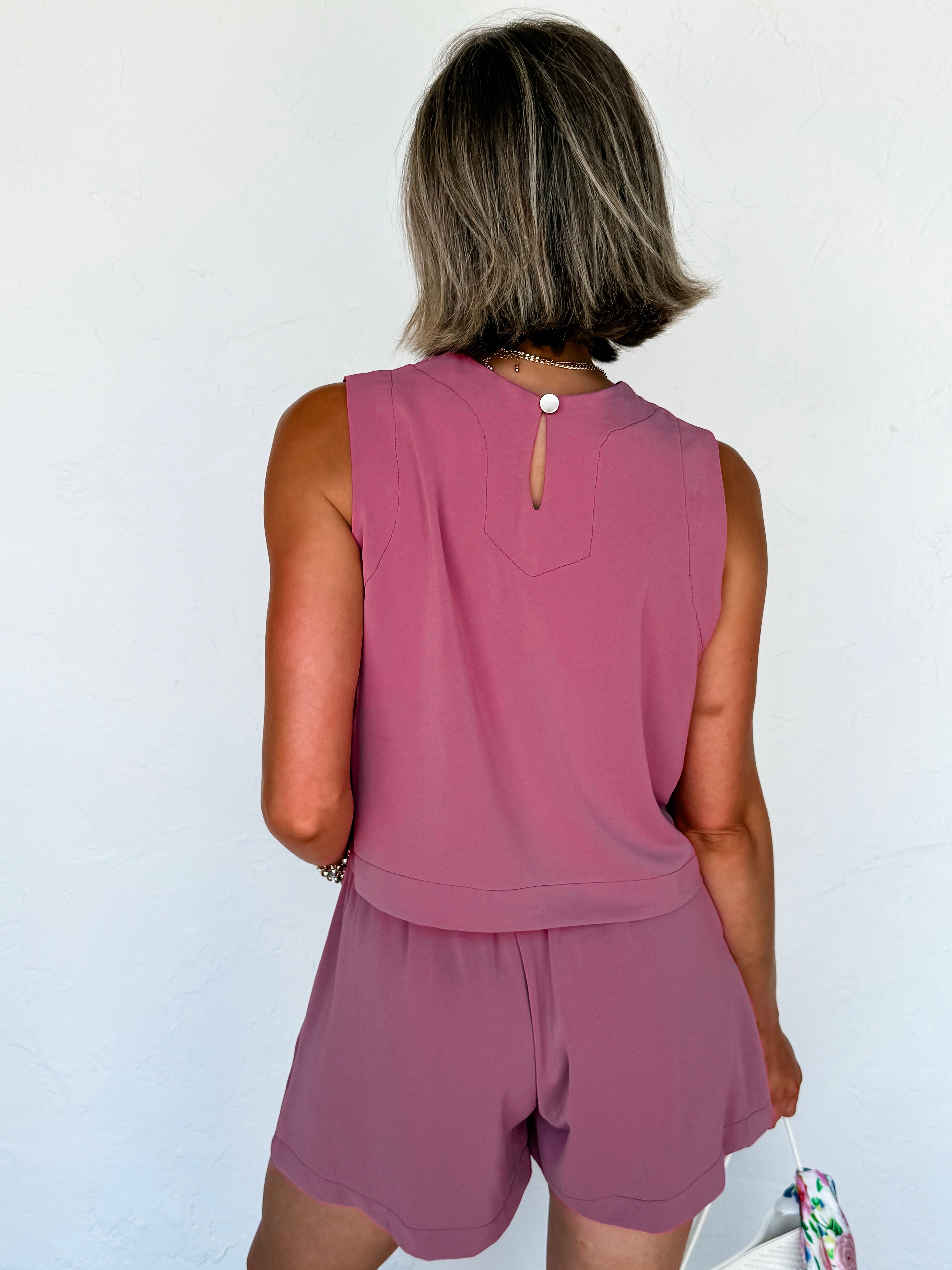 Paige Sleeveless Top And Short Set-Mauve