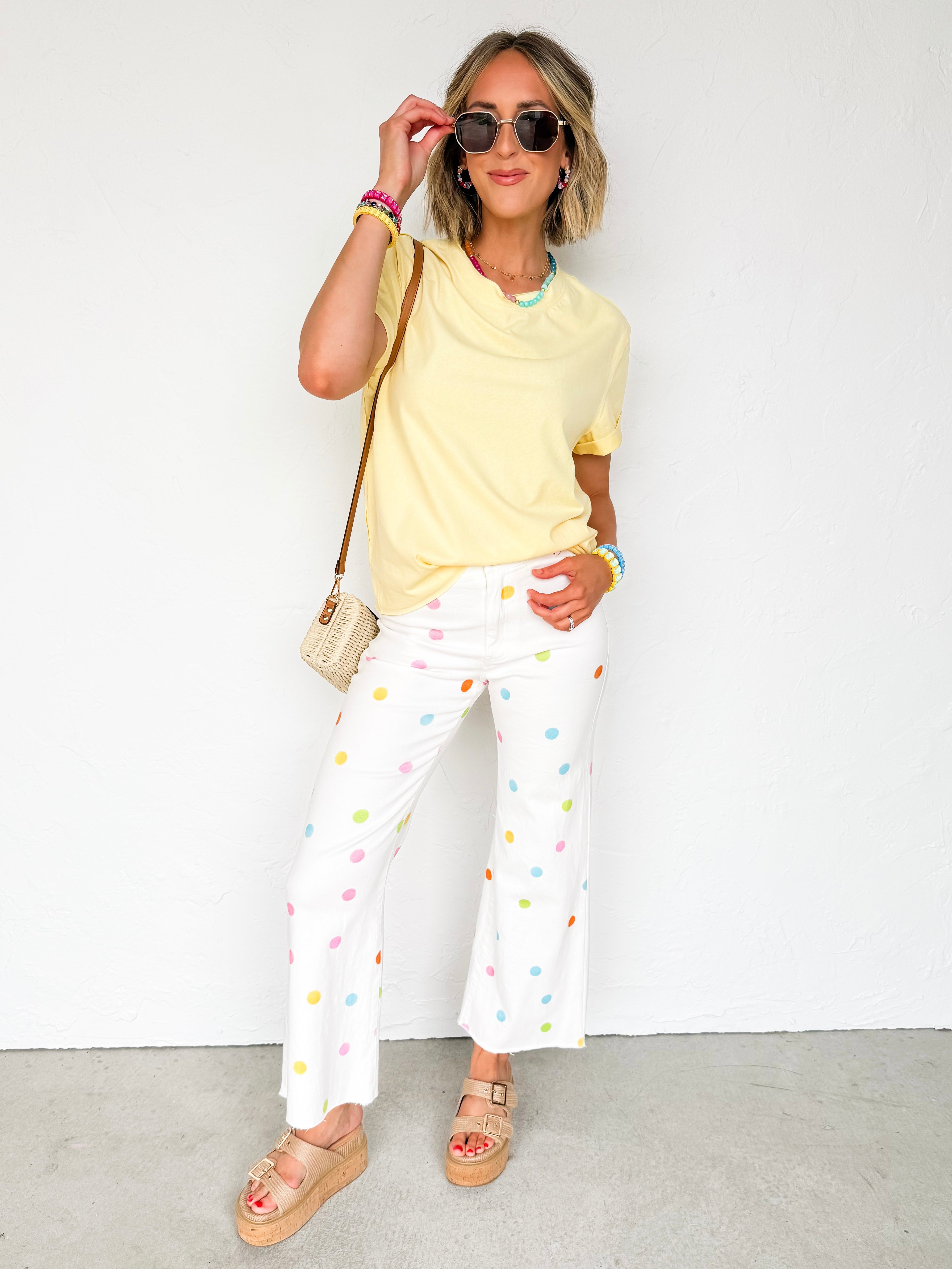 Paislee Short Sleeve Top-Yellow
