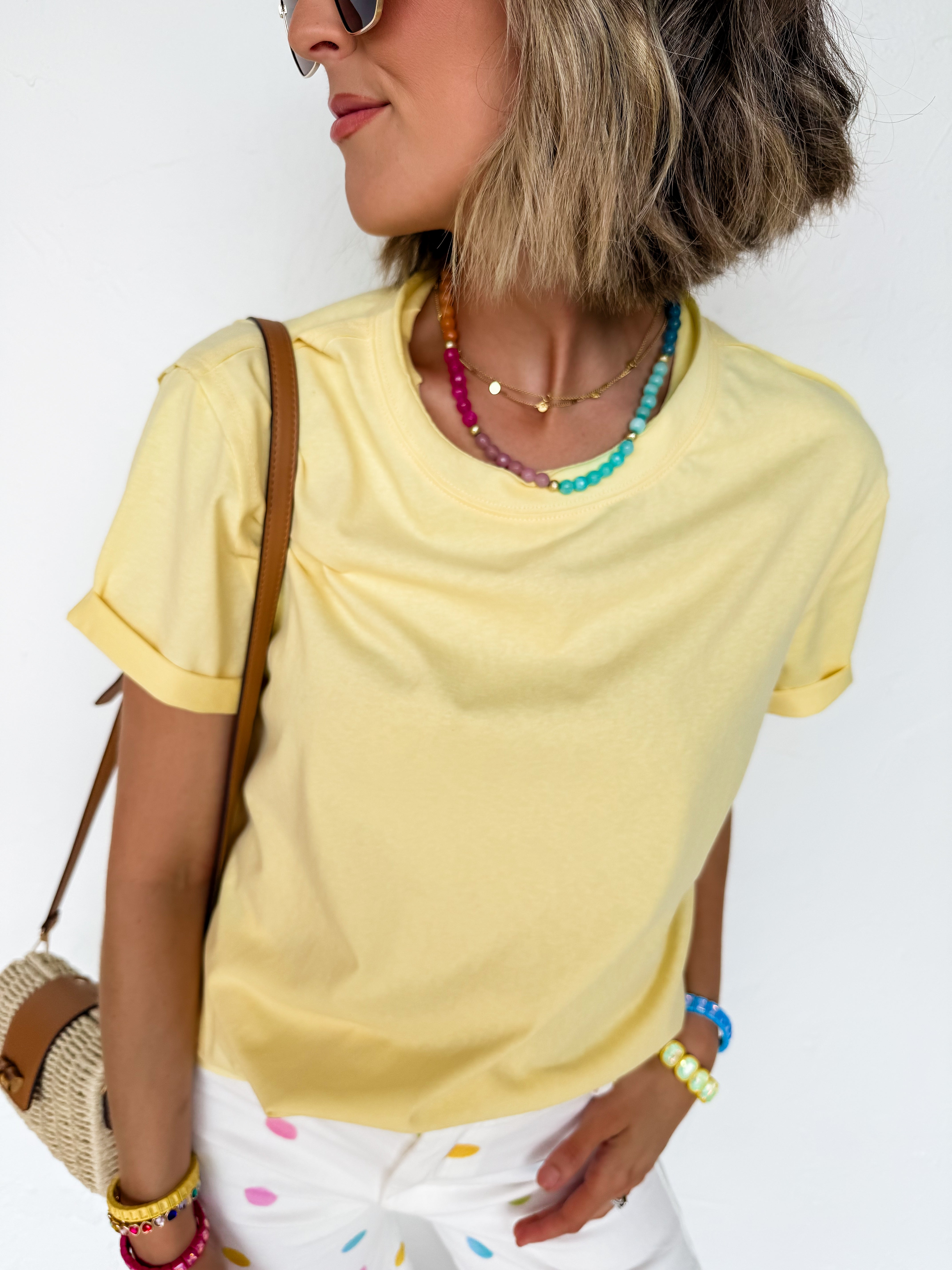 Paislee Short Sleeve Top-Yellow