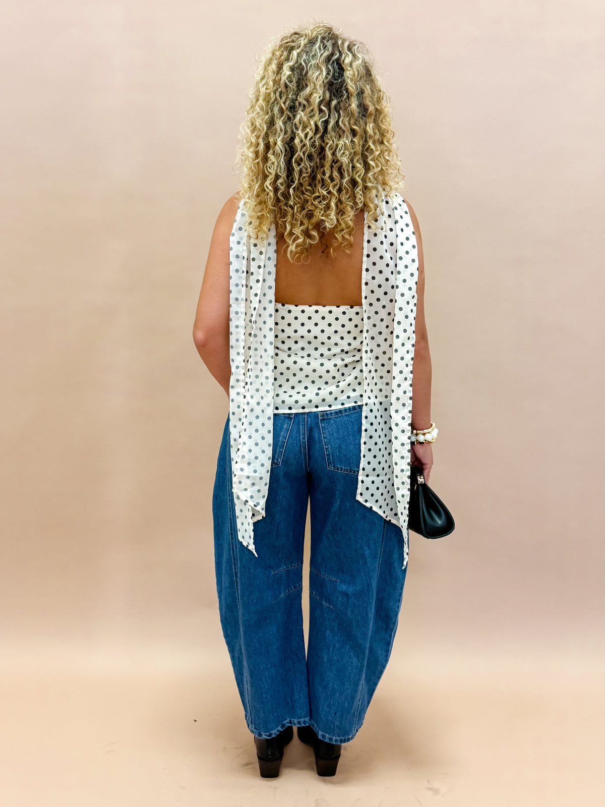 Paris Polka Dot Halter Top-Off White