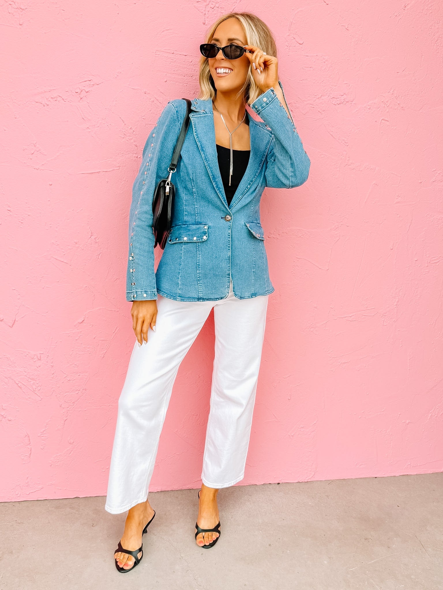 Penelope Studded Denim Blazer