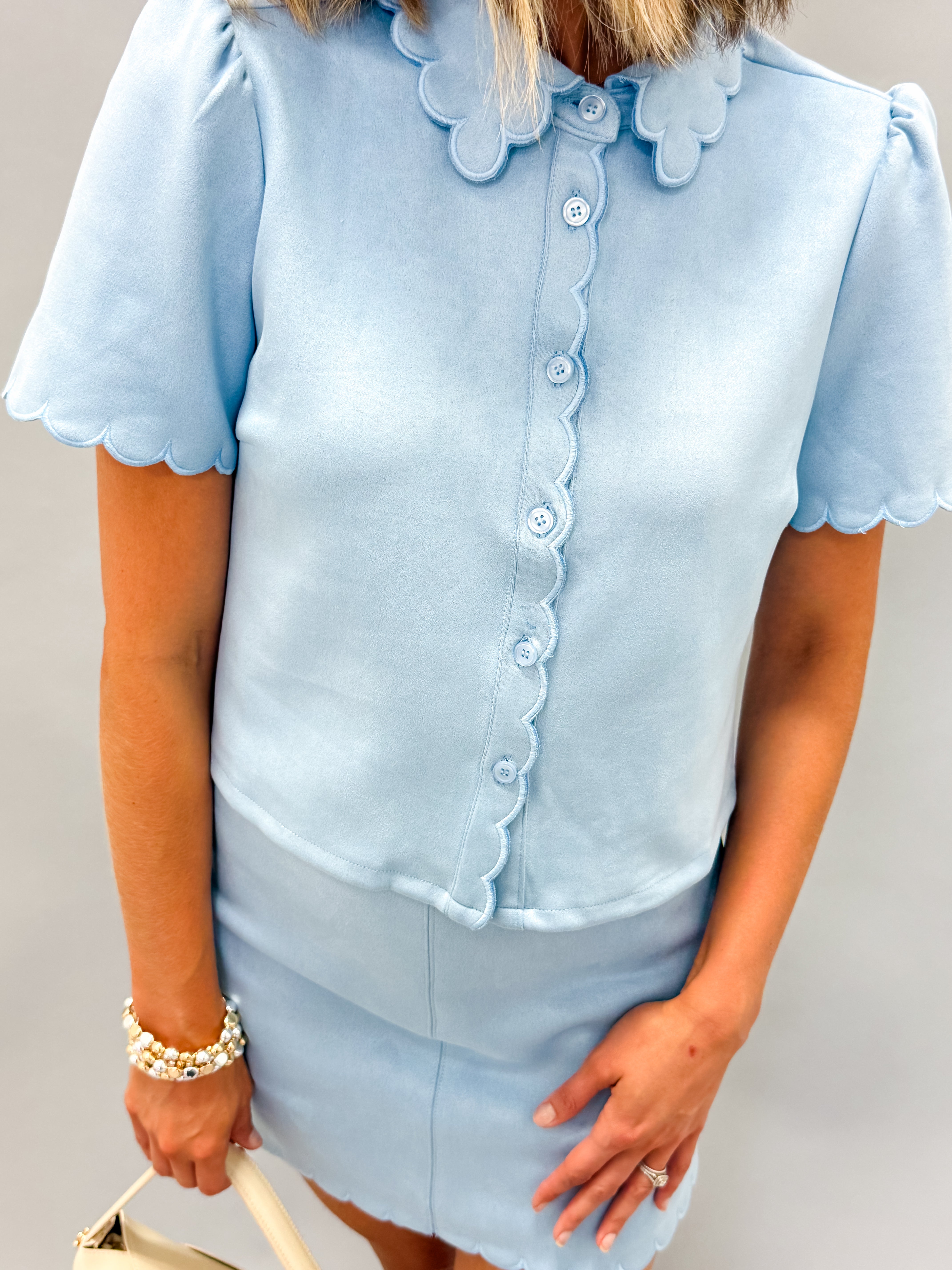 Penny Suede Scallop Edge Top