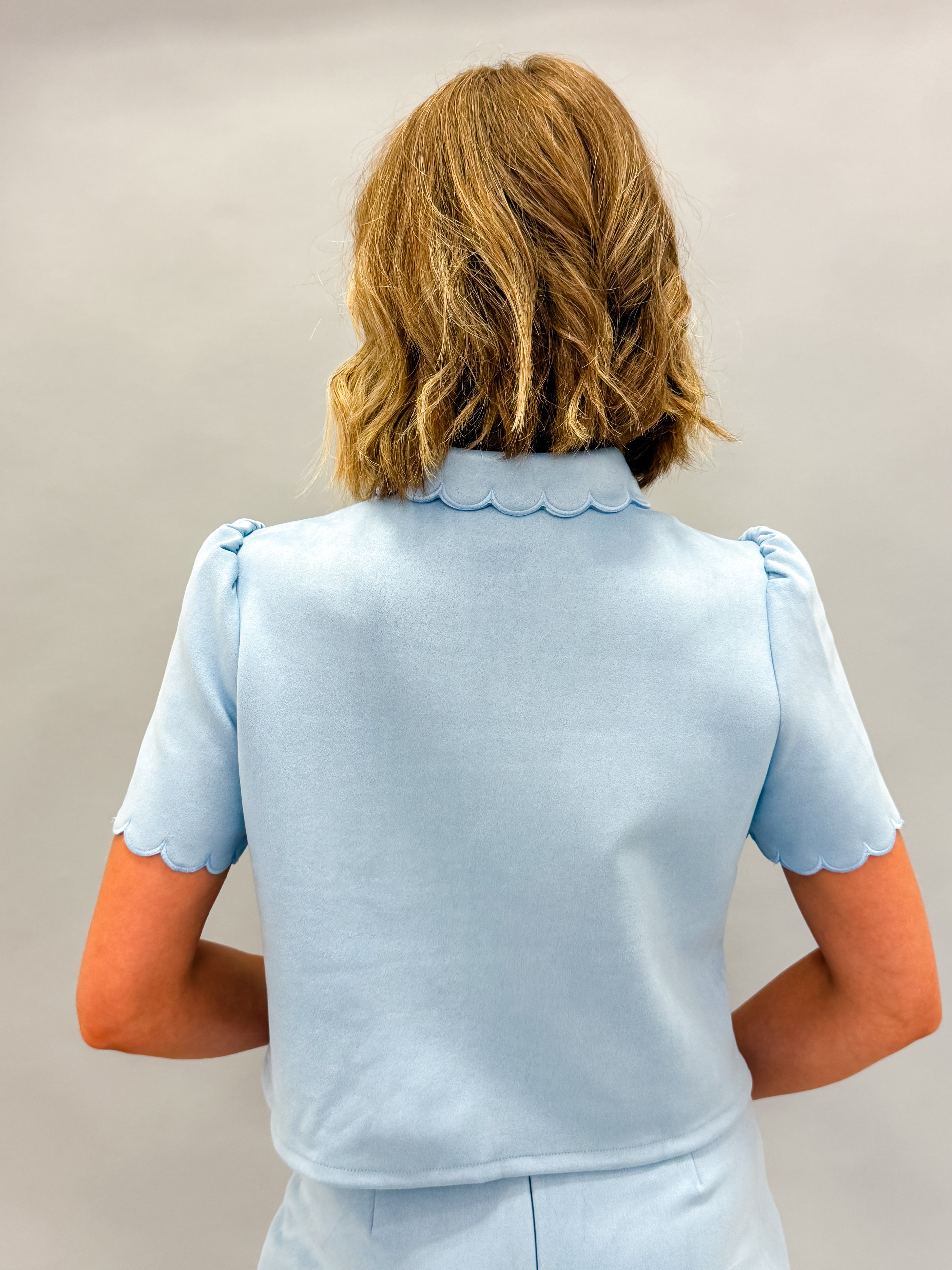 Penny Suede Scallop Edge Top