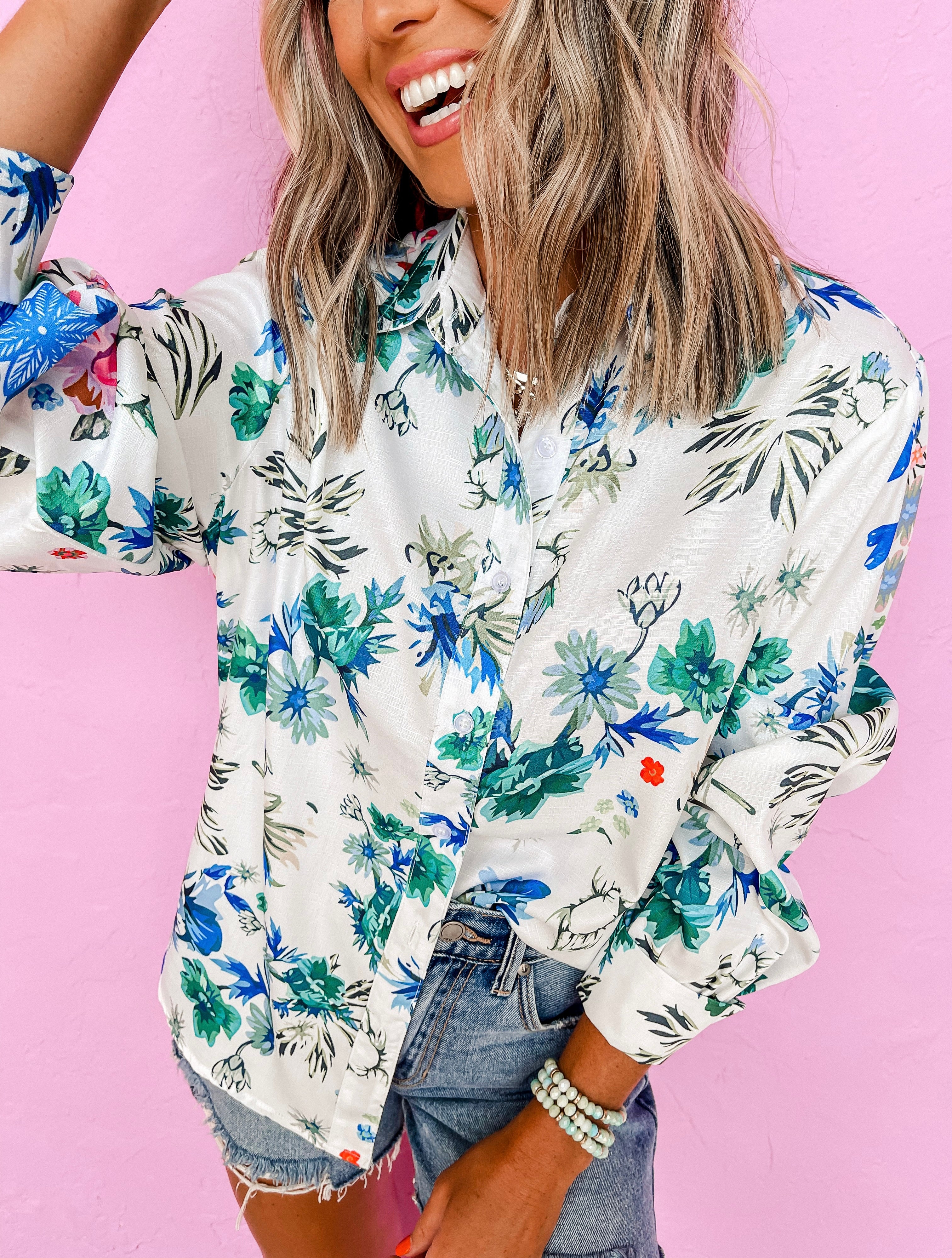 Perfect Pick Floral Button Front Top