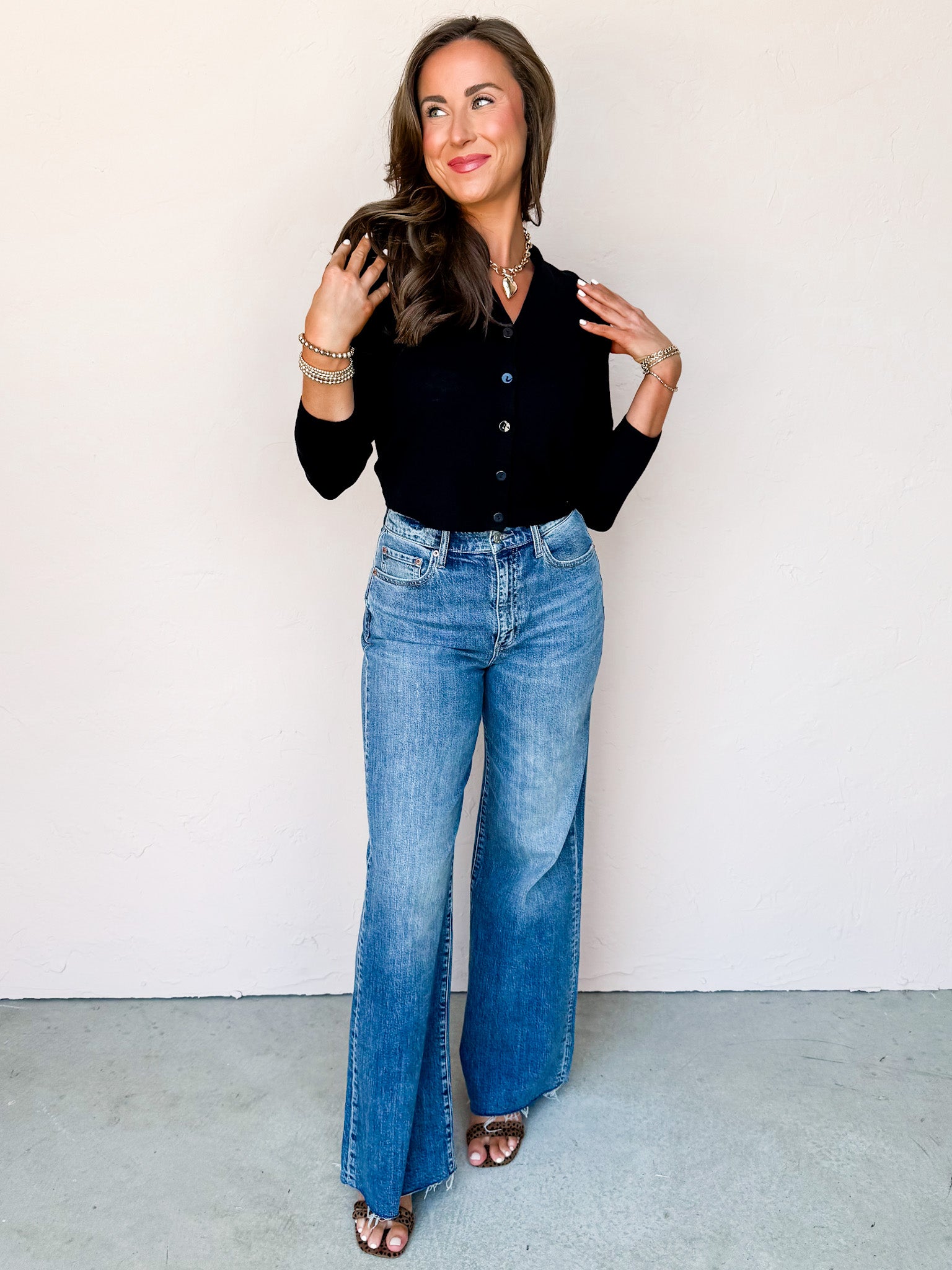 Perfect Vision Button Front Cardigan-Black