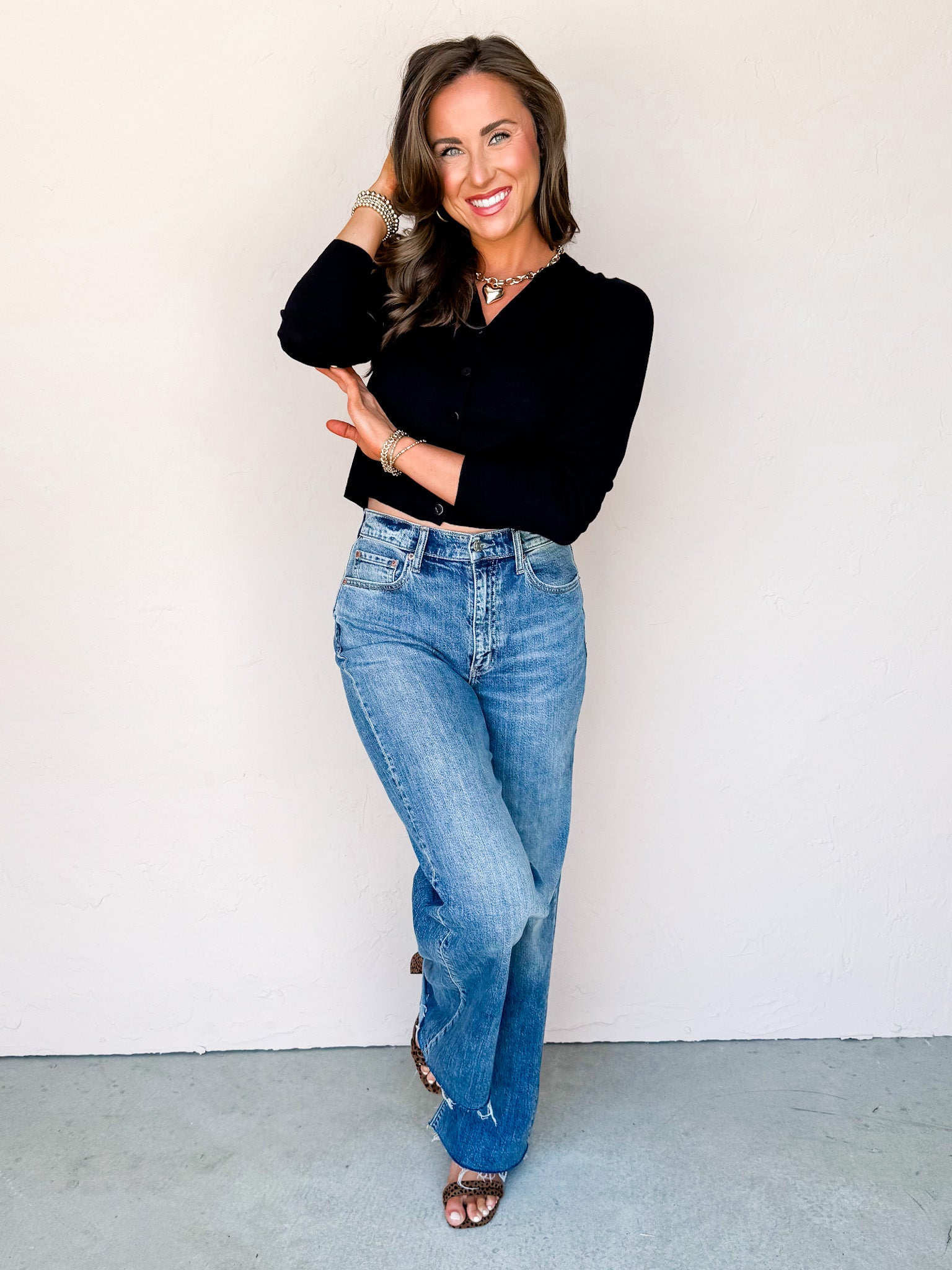 Perfect Vision Button Front Cardigan-Black