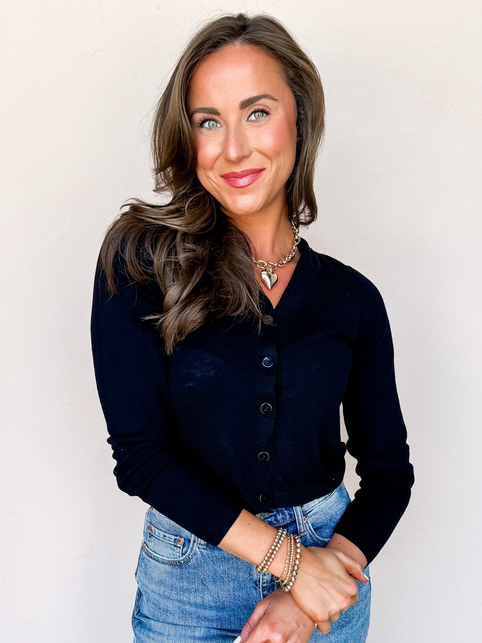 Perfect Vision Button Front Cardigan-Black