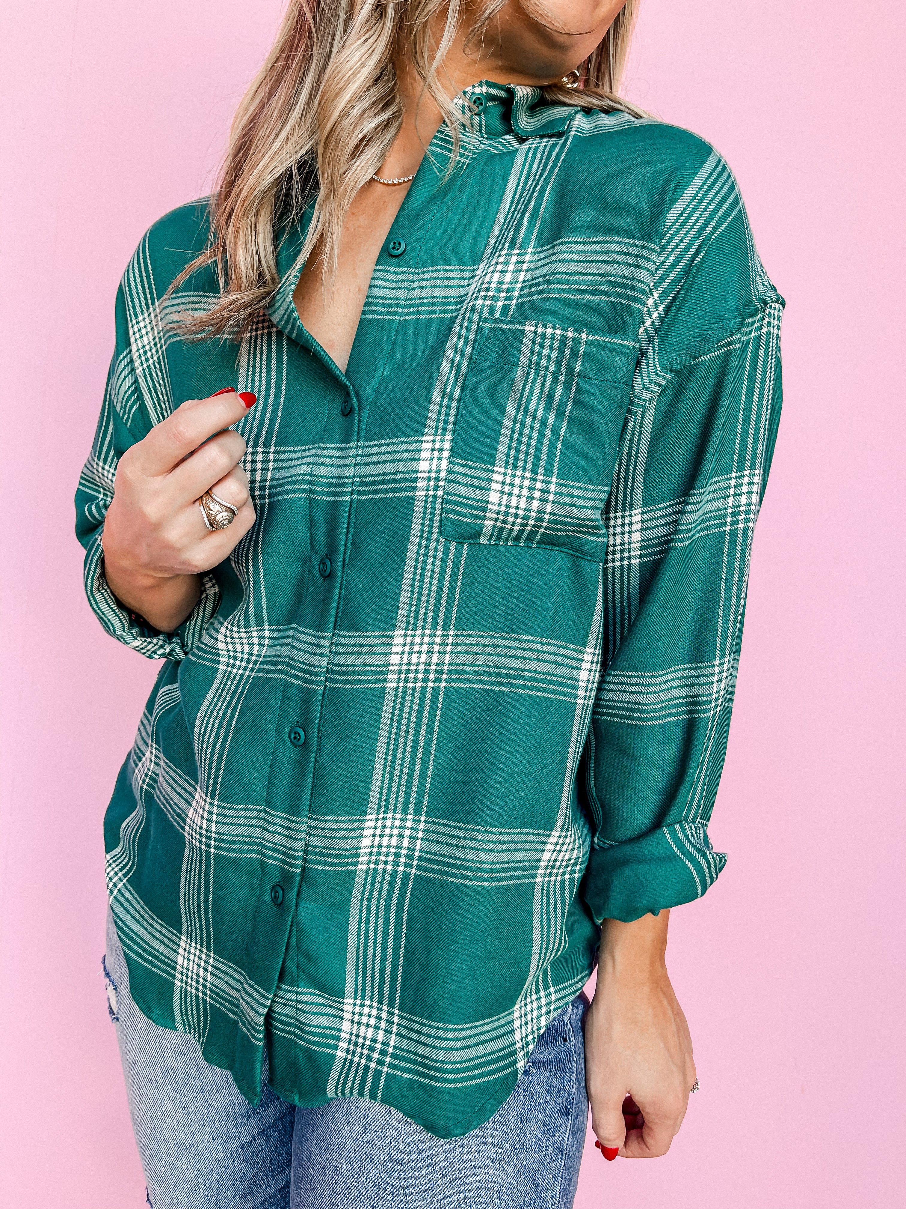 [Z Supply] River Plaid Button Up-Mermaid