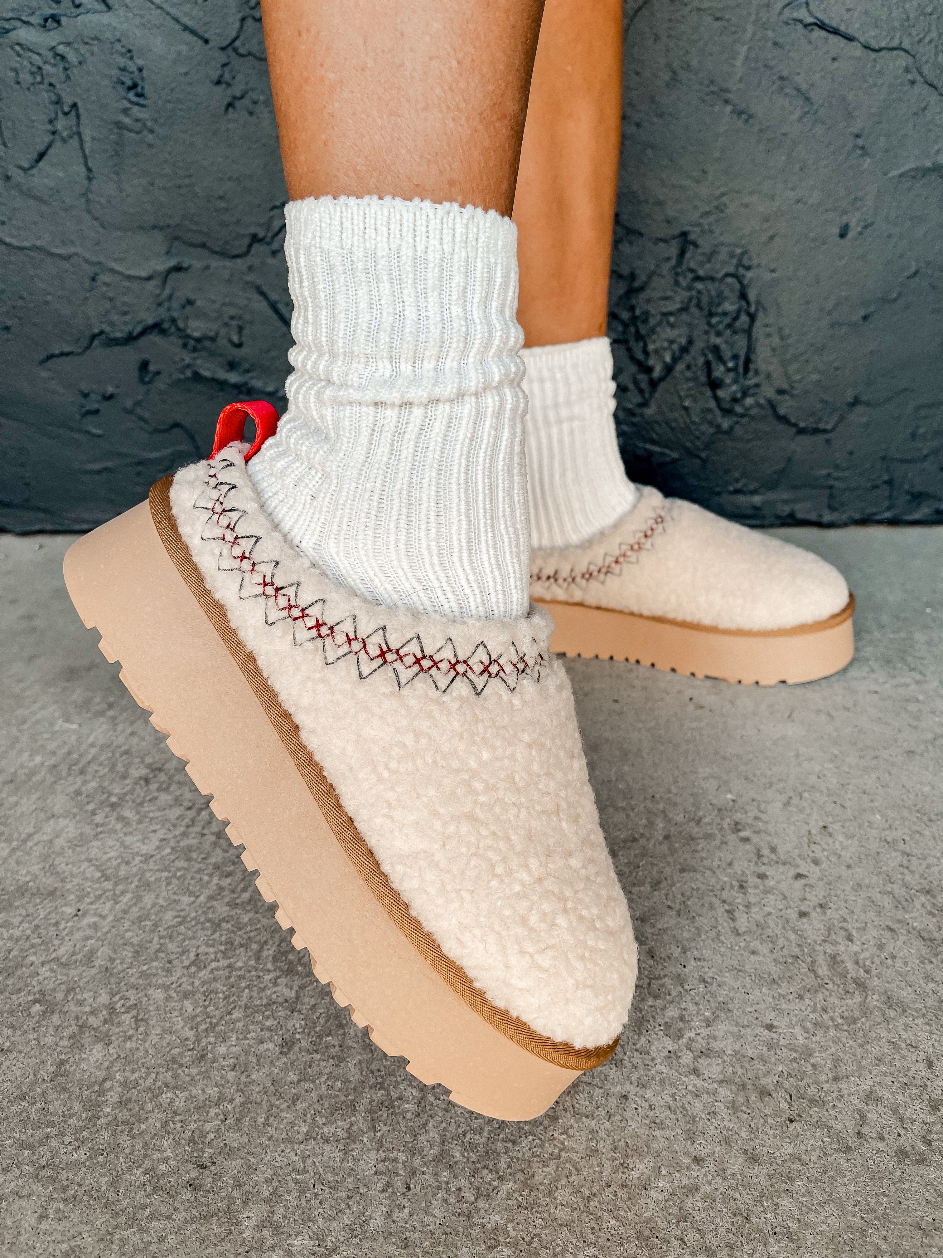 Isaac Sherpa Platform Slippers-Off White