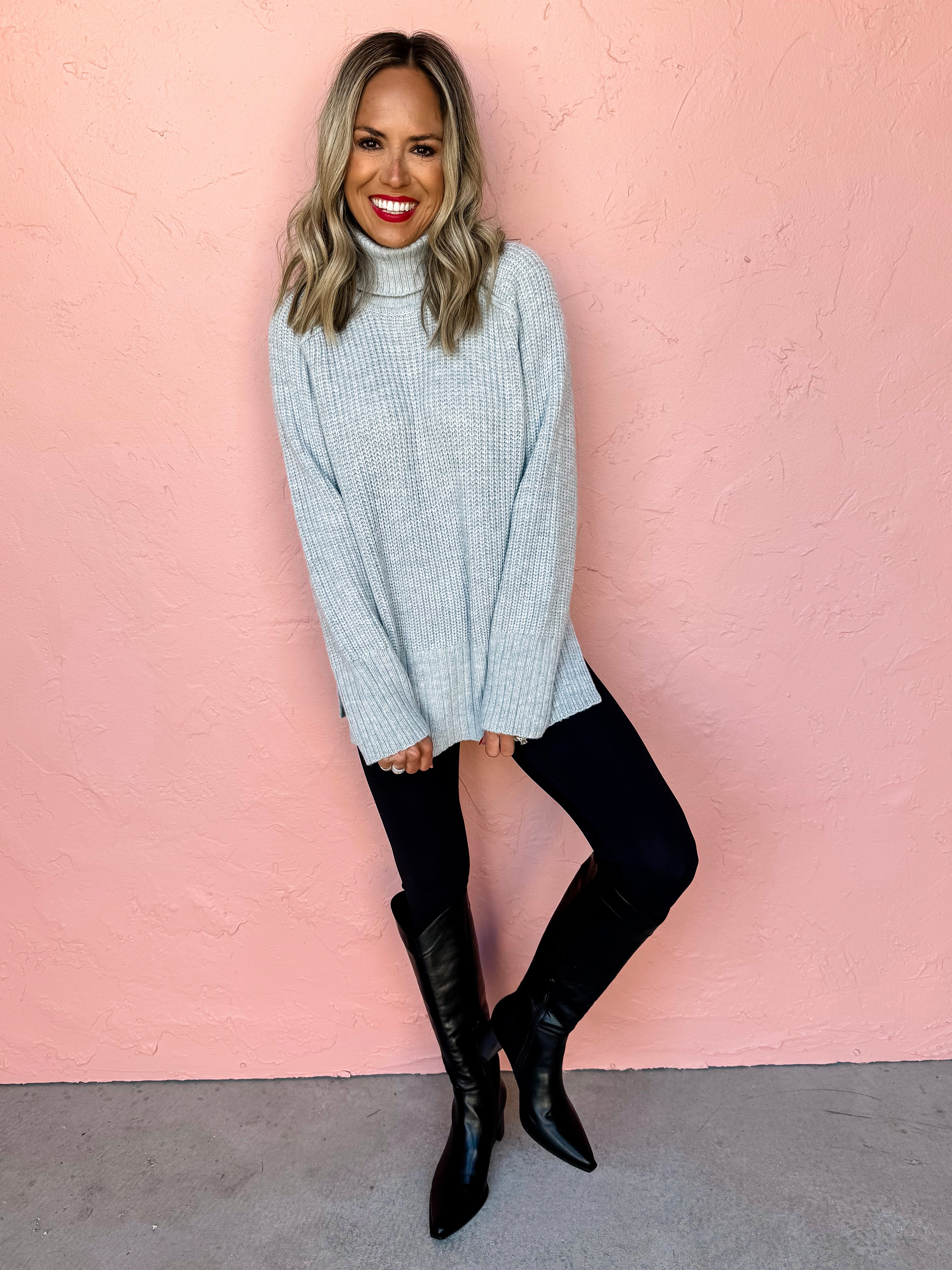 Plain And Simple Turtle Neck Sweater-Grey