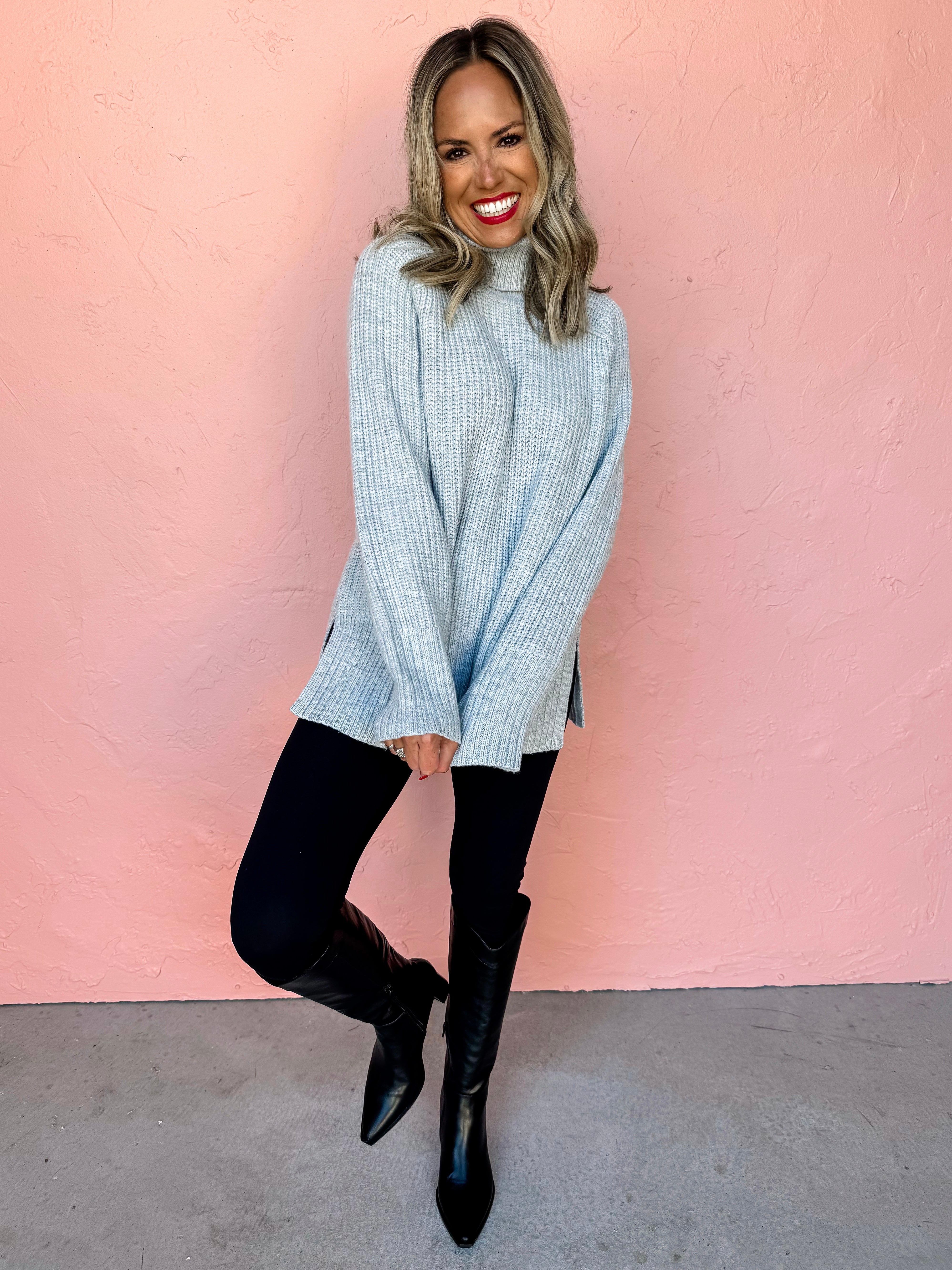 Plain And Simple Turtle Neck Sweater-Grey