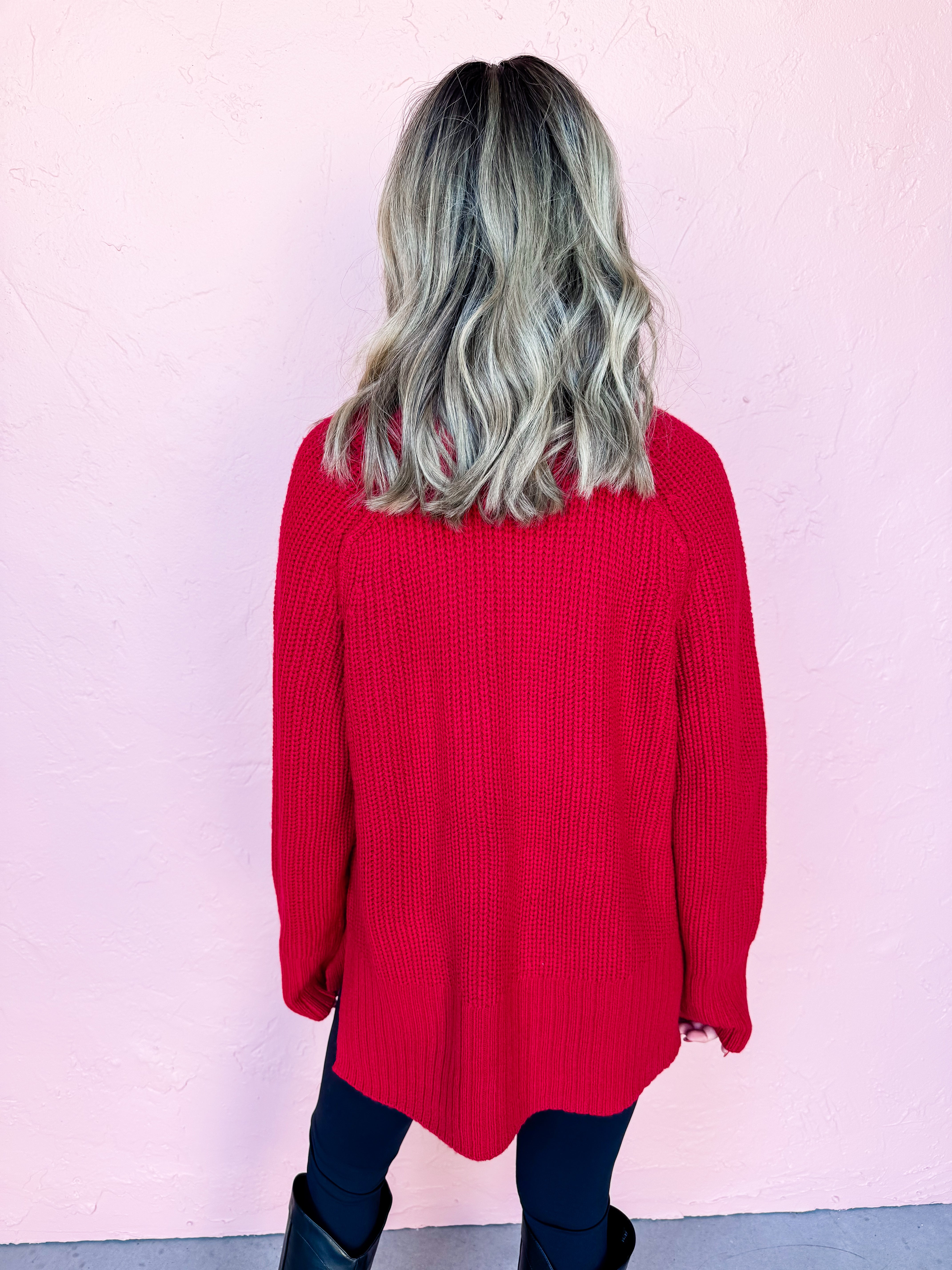 Plain And Simple Turtle Neck Sweater-Red