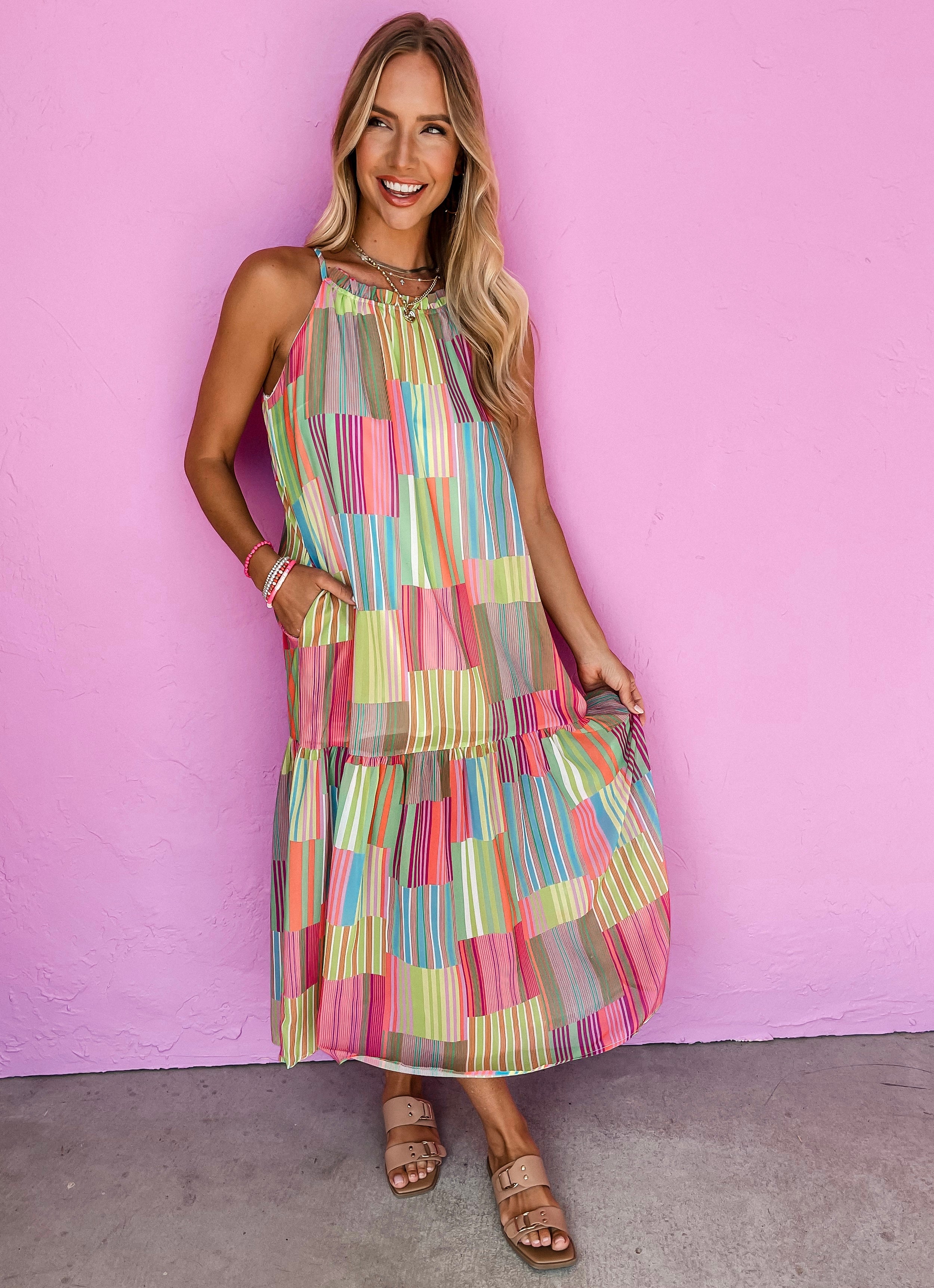 Positive Environment Striped Maxi Dress