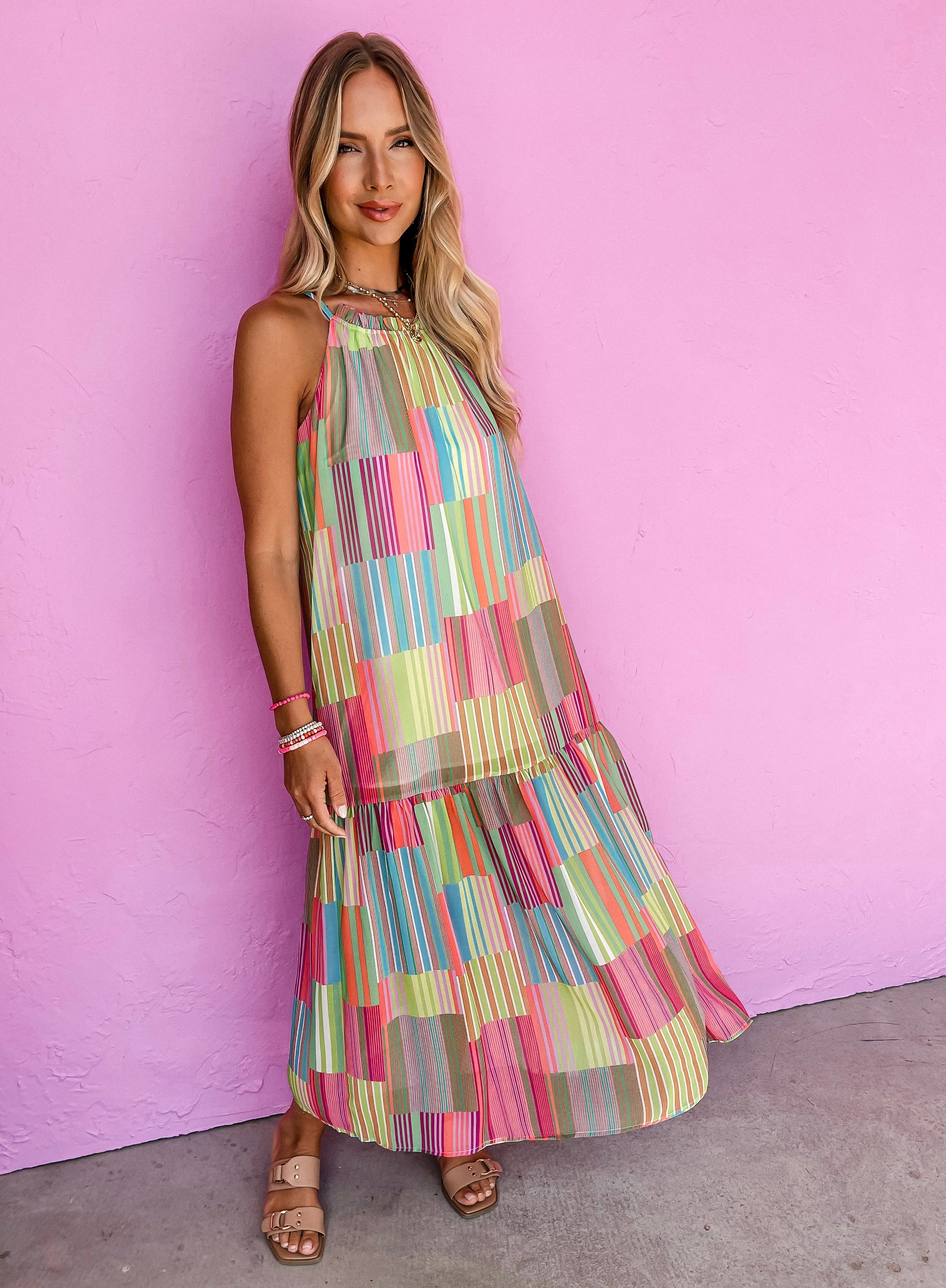 Positive Environment Striped Maxi Dress