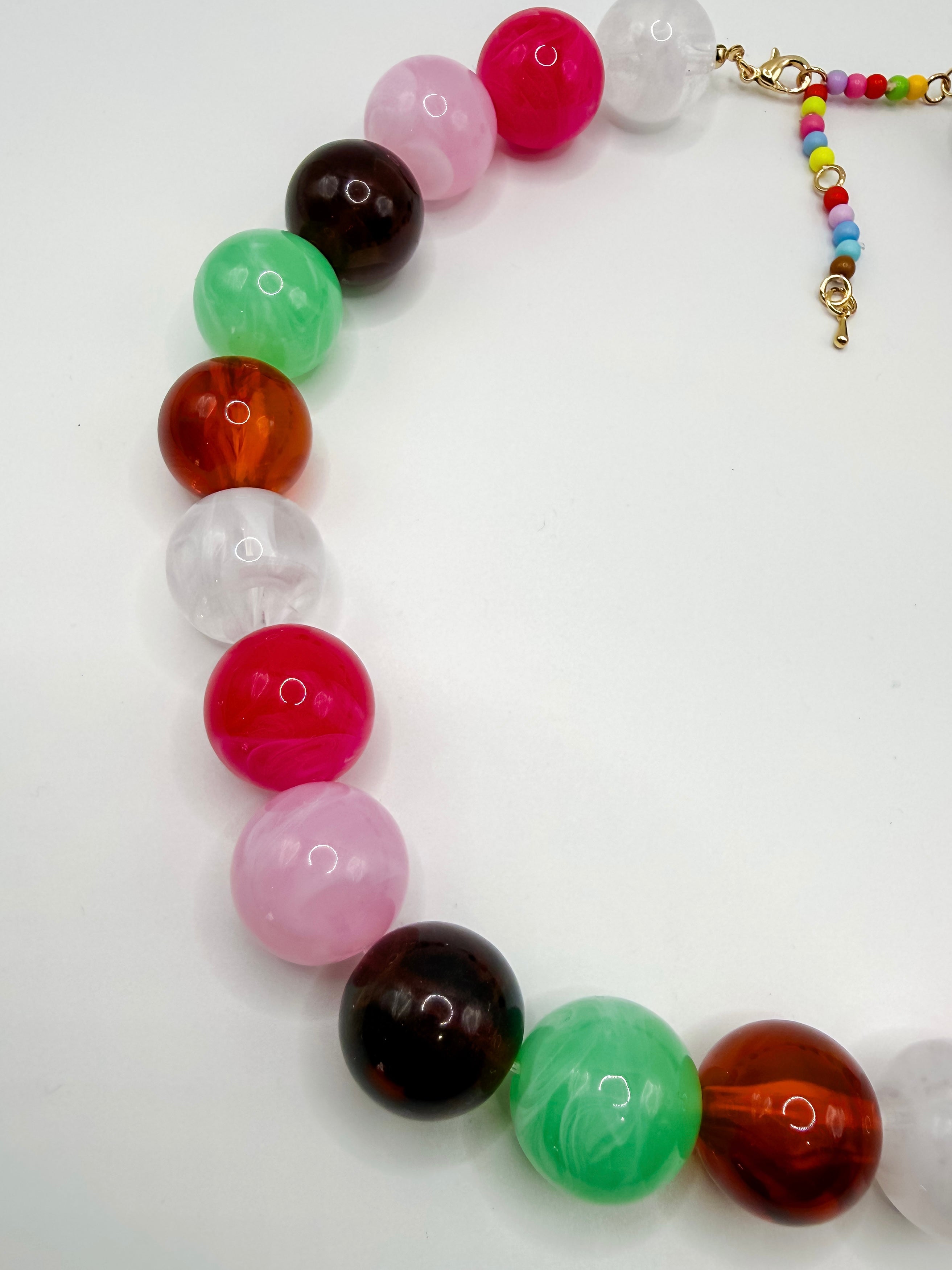 Preslee Pink Multi Color Beaded Necklace