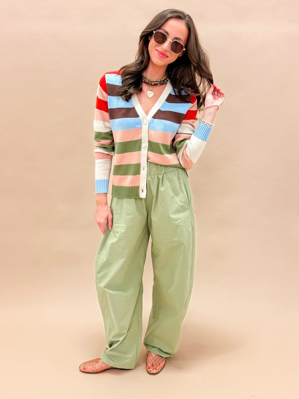 Preston Striped V Neck Cardigan