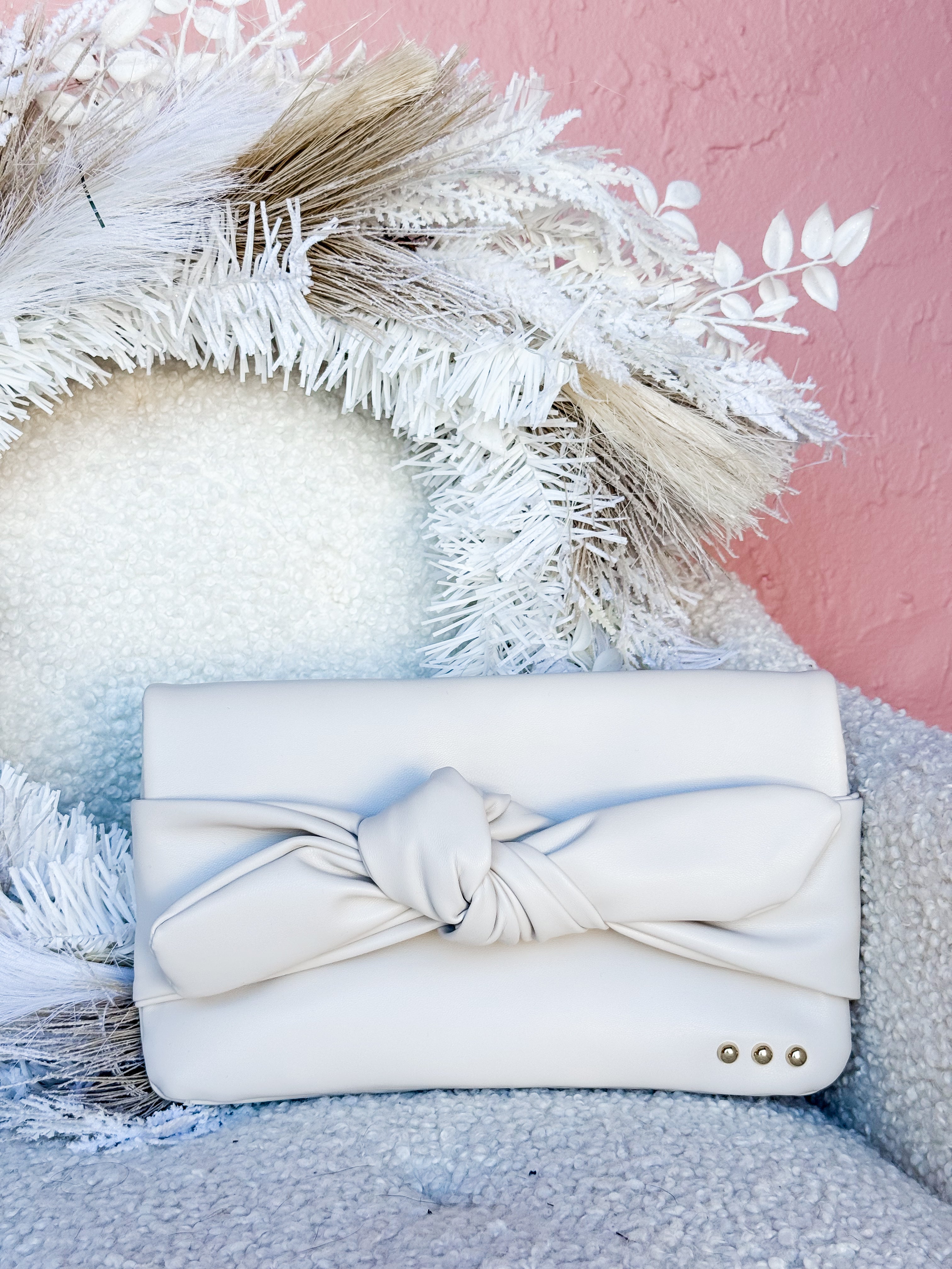 [Pretty Simple] Billie Bow Clutch Crossbody Bag-Cream