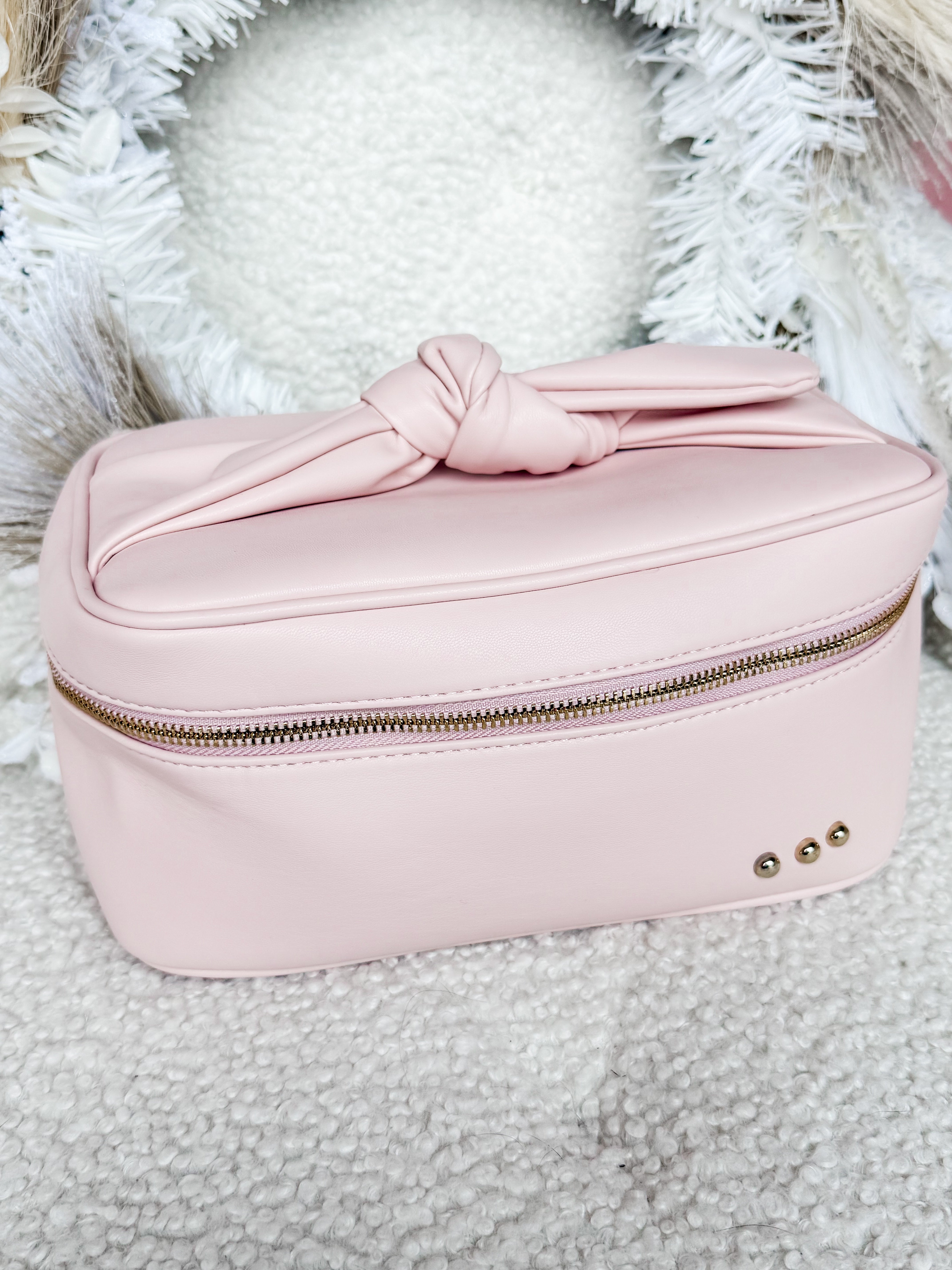 [Pretty Simple] Madelyn Bow Makeup Bag-Blush