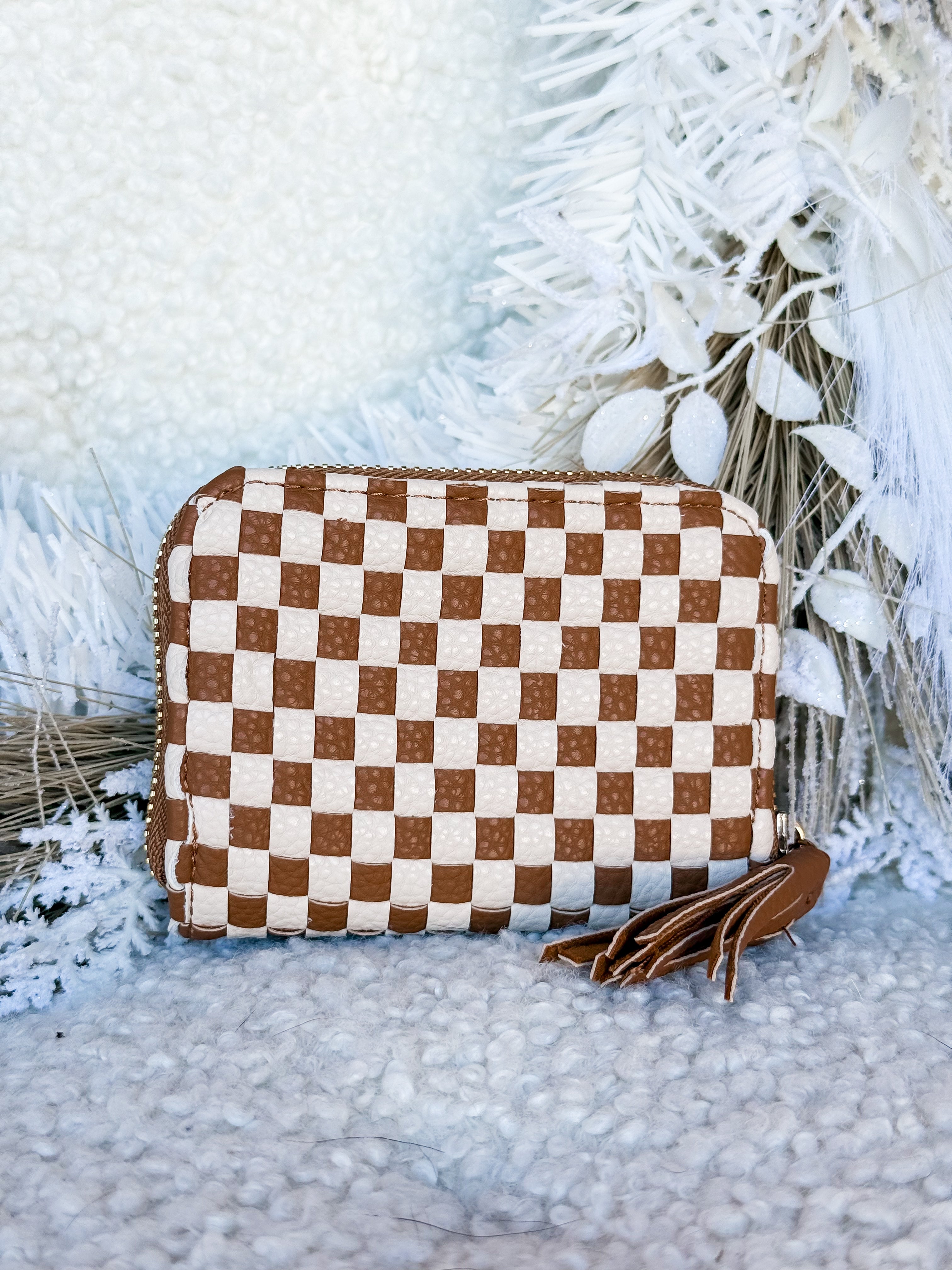 [Pretty Simple] Wynona Woven Wallet-Checkered Brown