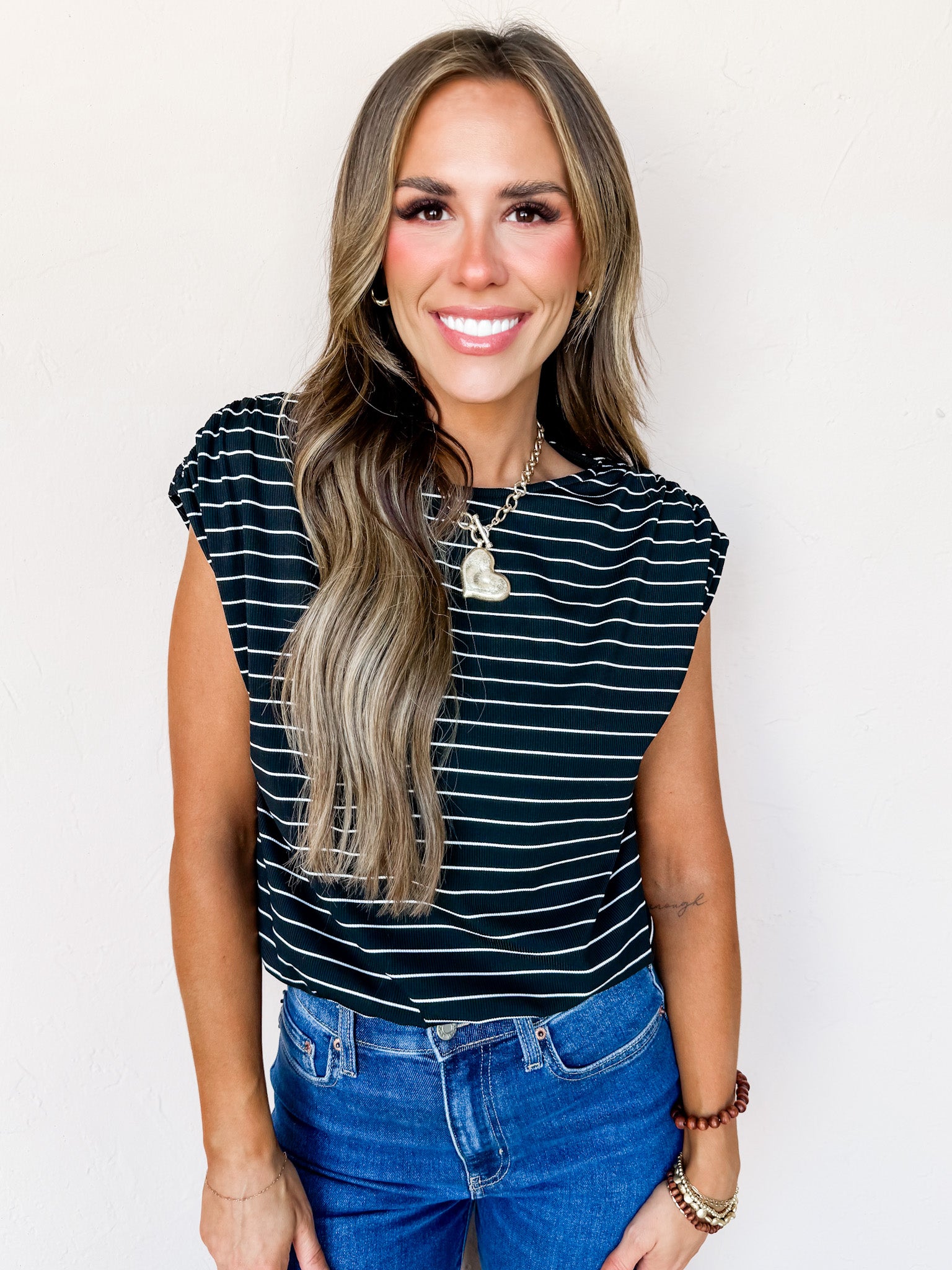 Purely Confident Striped Short Sleeve Top