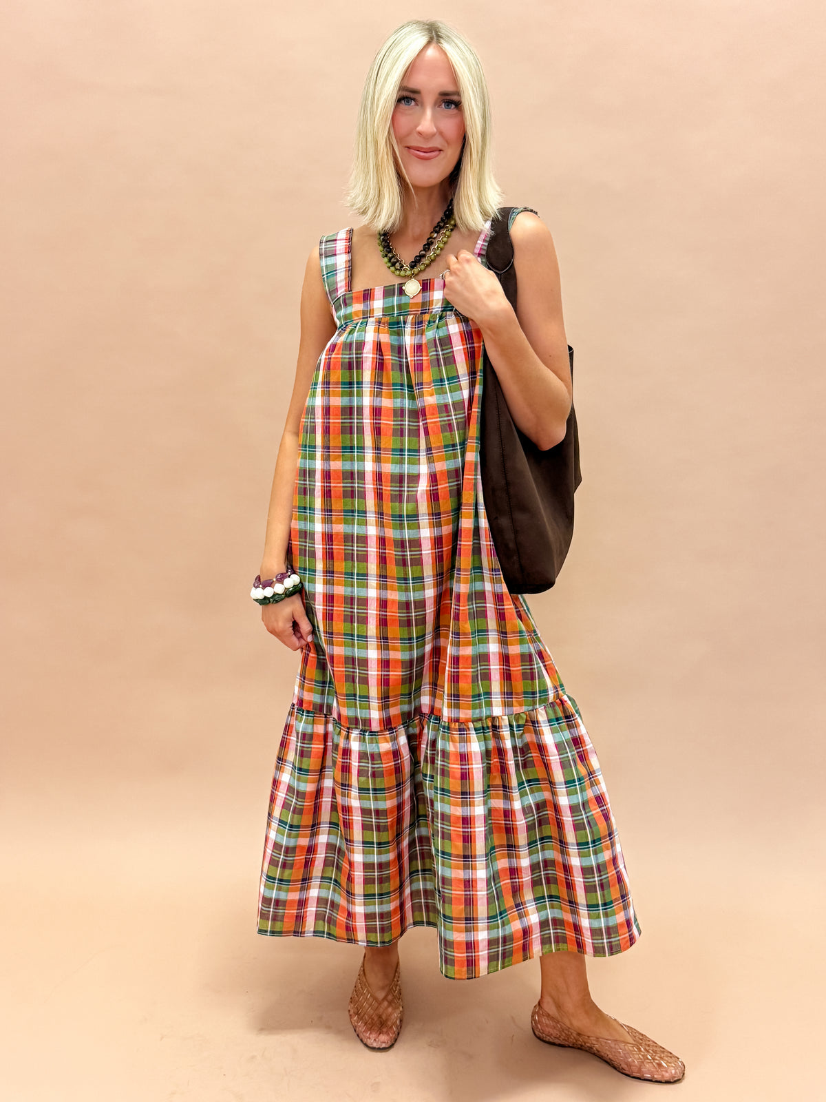 Randi Multi Plaid Midi Dress