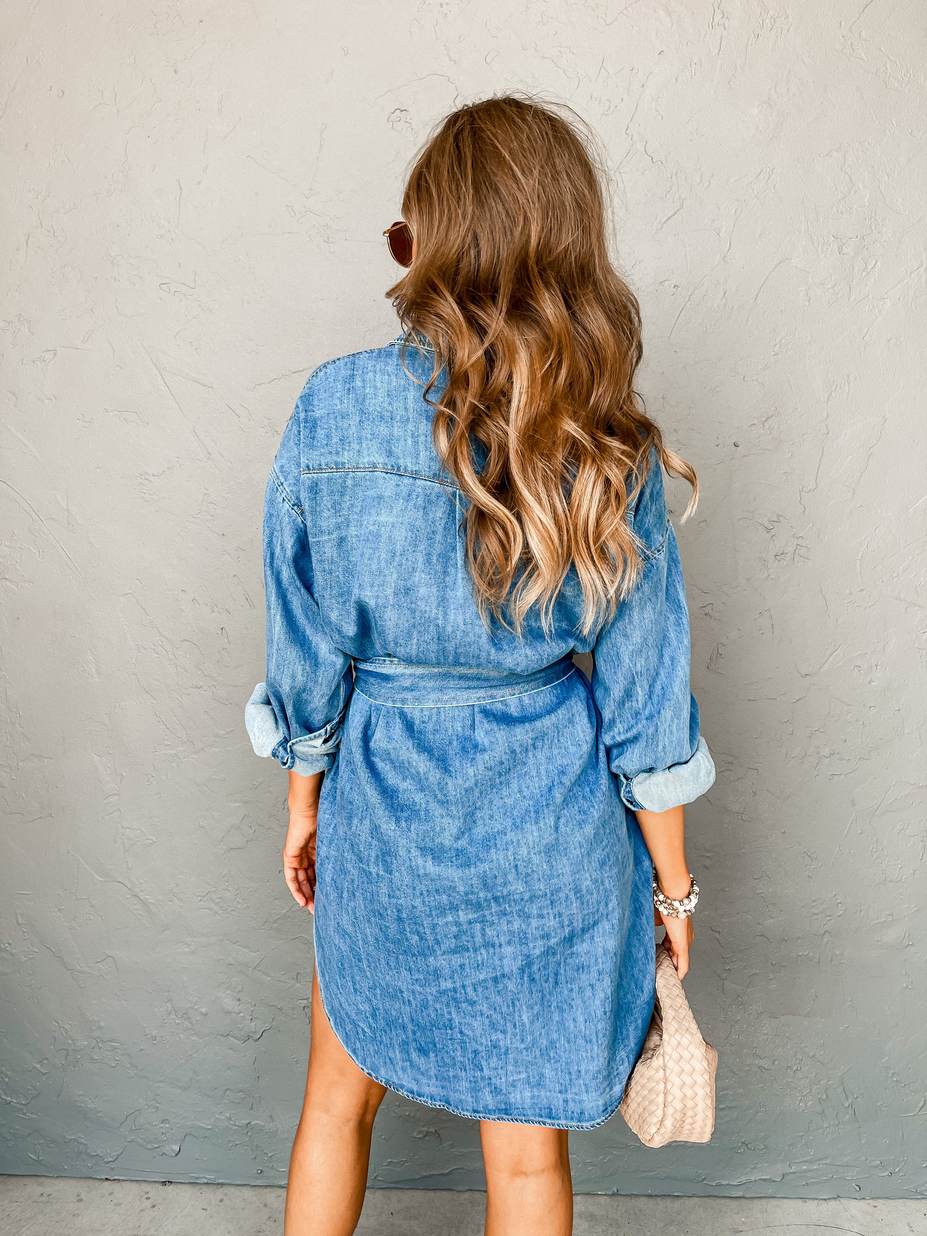Ready To Charm Belted Denim Dress